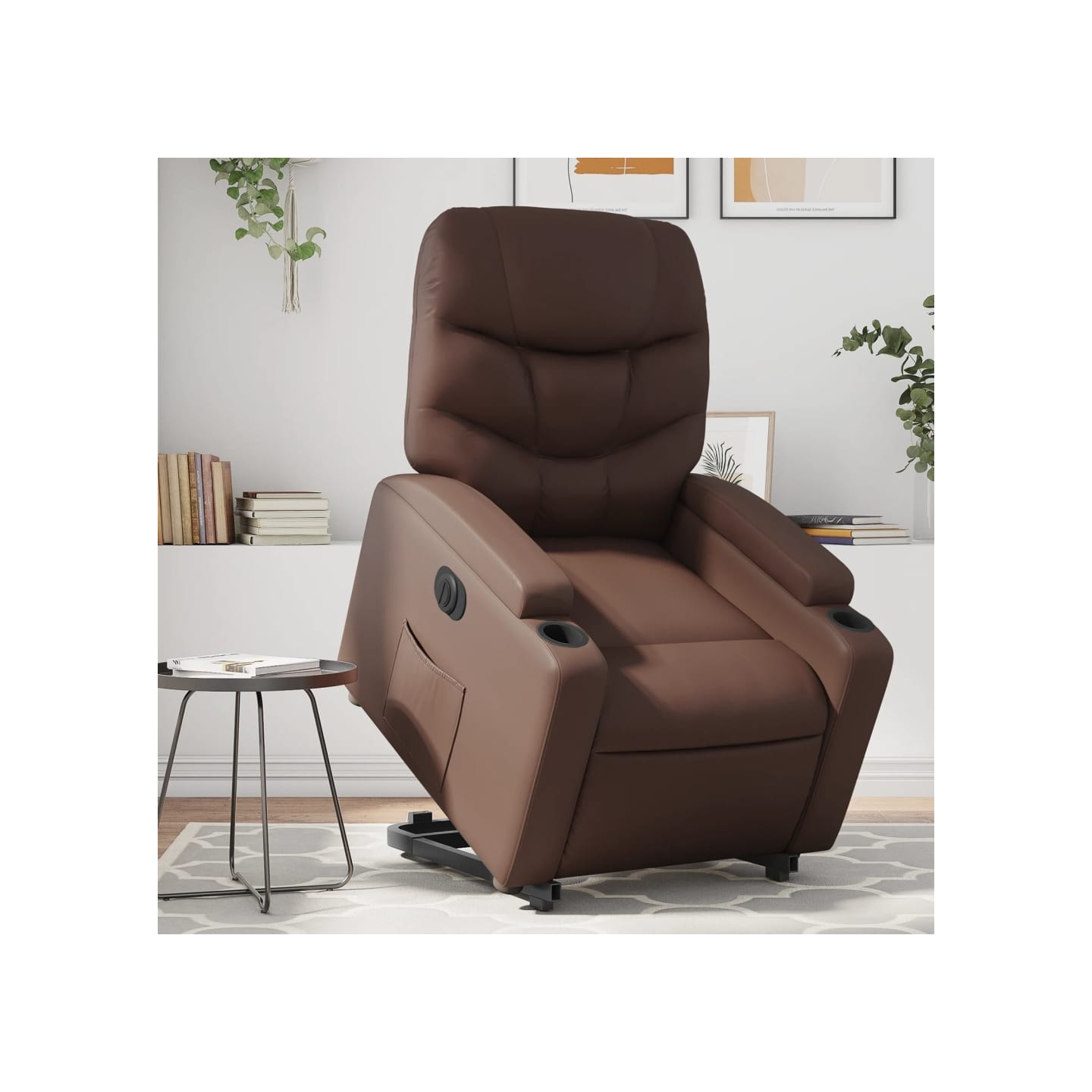 Fauteuil inclinable électrique marron similicuir