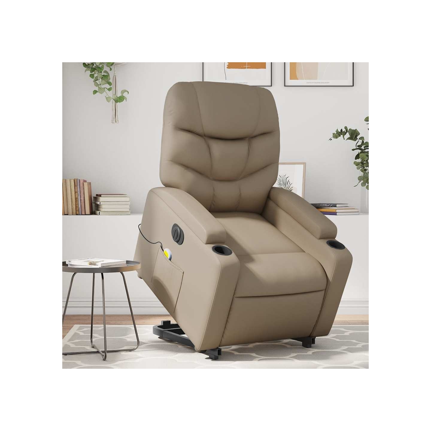 Fauteuil inclinable de massage électrique cappuccino similicuir