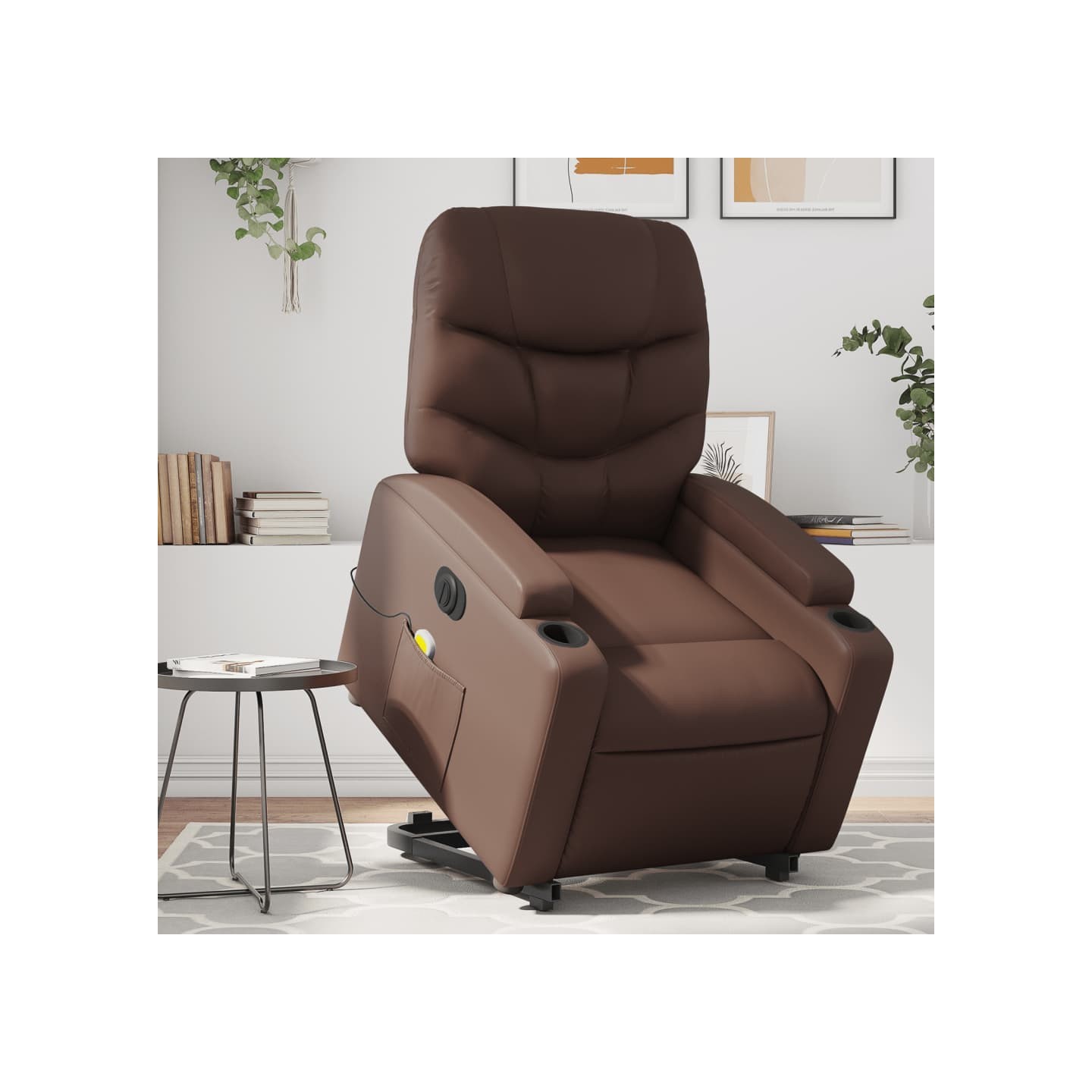 Fauteuil inclinable de massage électrique marron similicuir