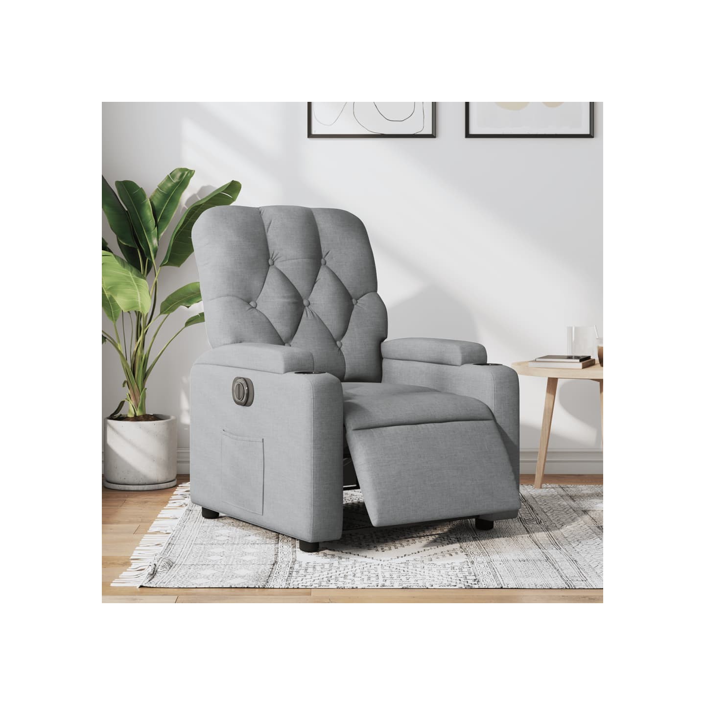 Fauteuil inclinable électrique Gris clair Tissu