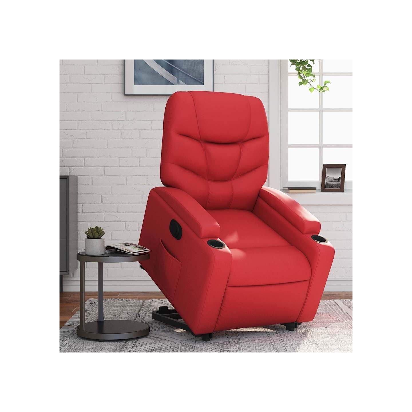 Fauteuil inclinable électrique rouge similicuir
