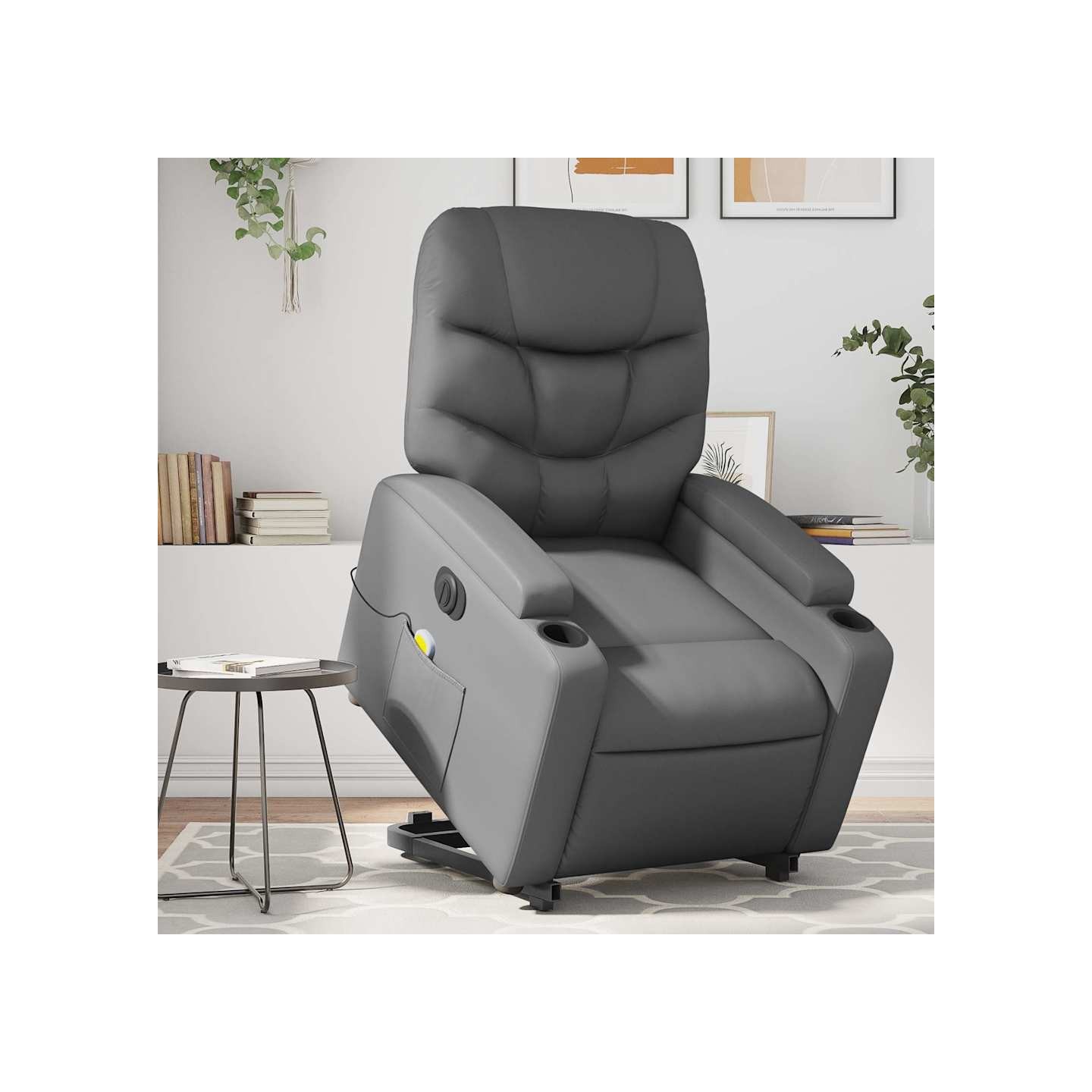 Fauteuil inclinable de massage électrique gris similicuir