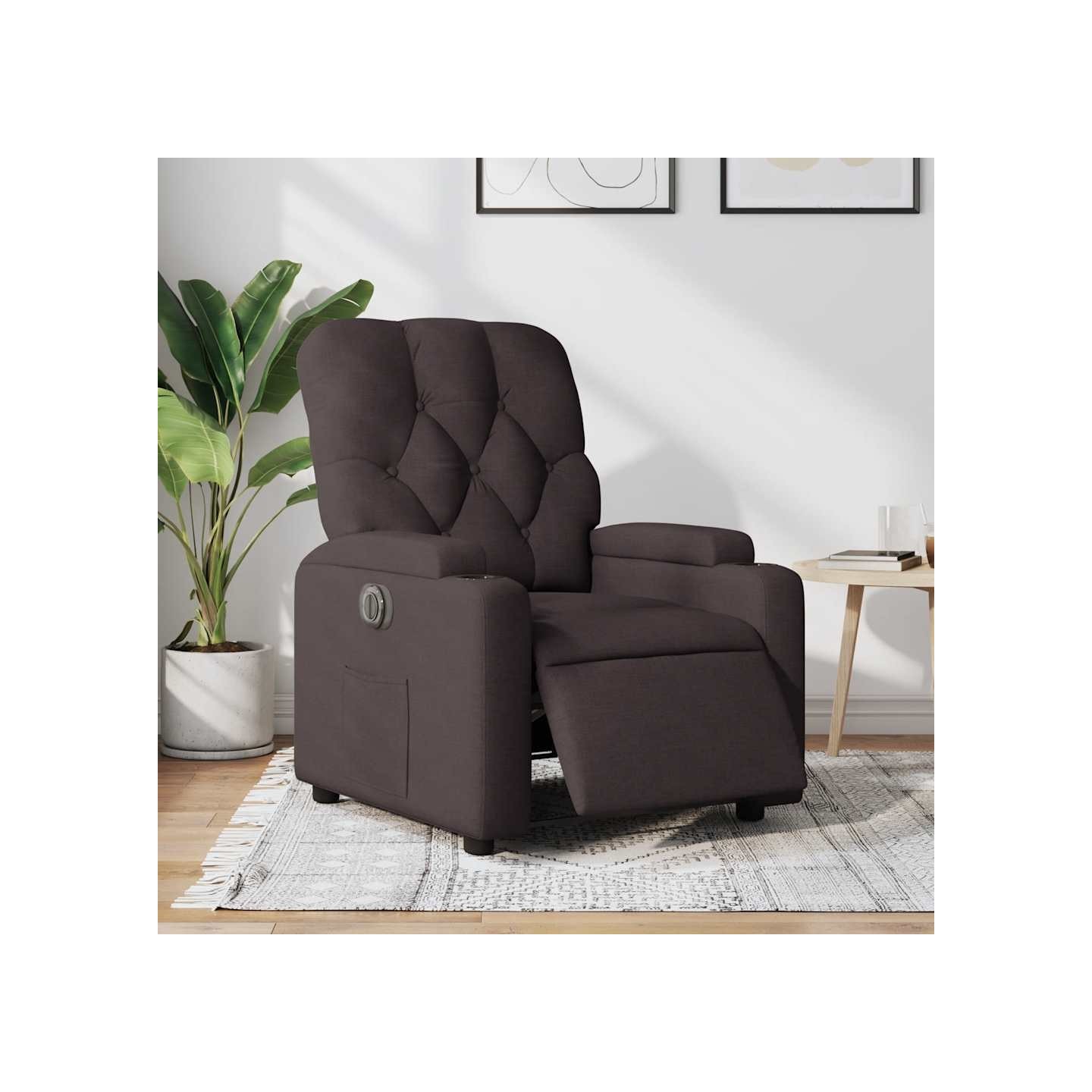 Fauteuil inclinable électrique Marron foncé Tissu