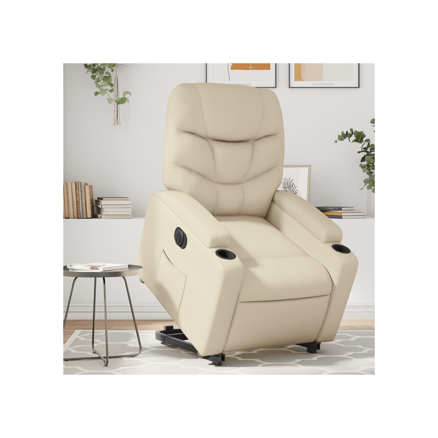 Fauteuil inclinable électrique crème similicuir