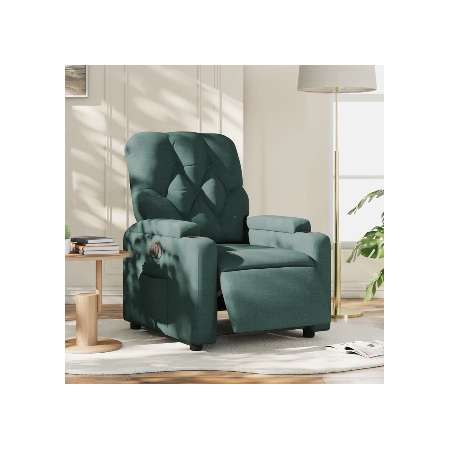 Fauteuil inclinable électrique Vert foncé Tissu