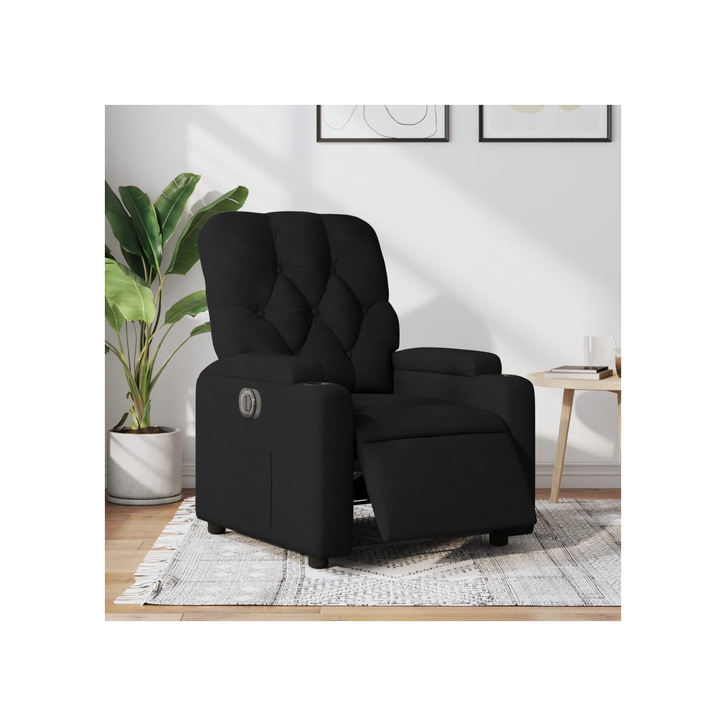 Fauteuil inclinable électrique Noir Tissu