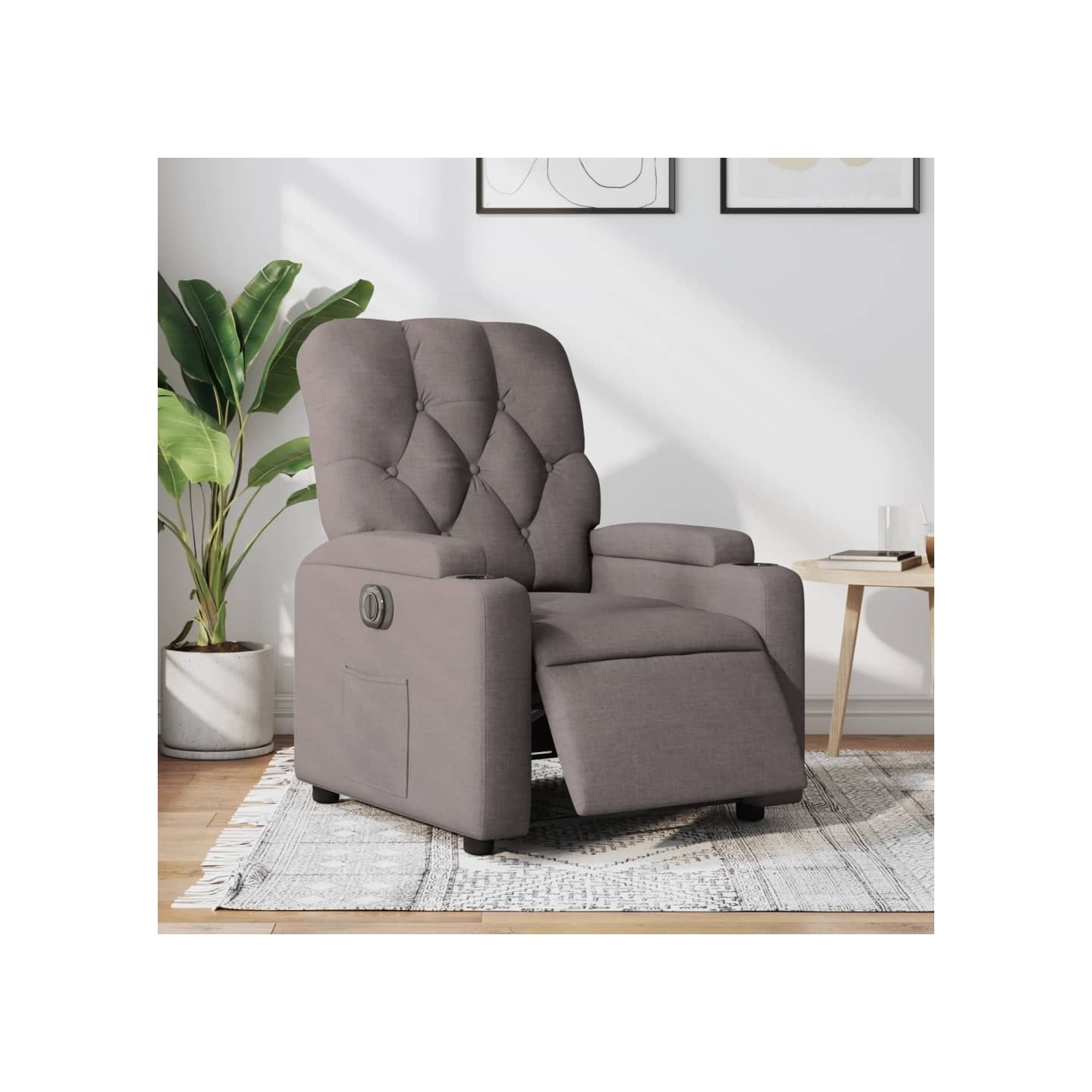 Fauteuil inclinable électrique Taupe Tissu