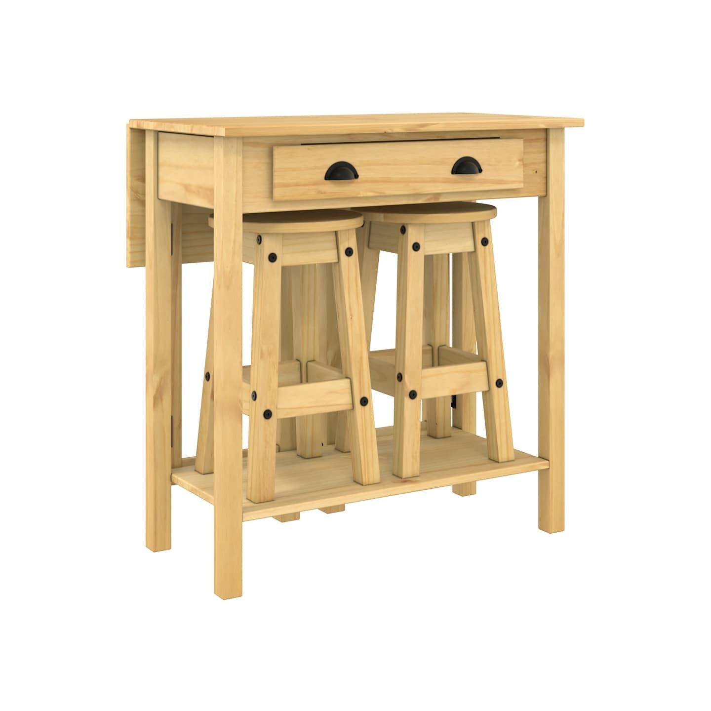 Ensemble de bar 3 pcs bois de pin massif
