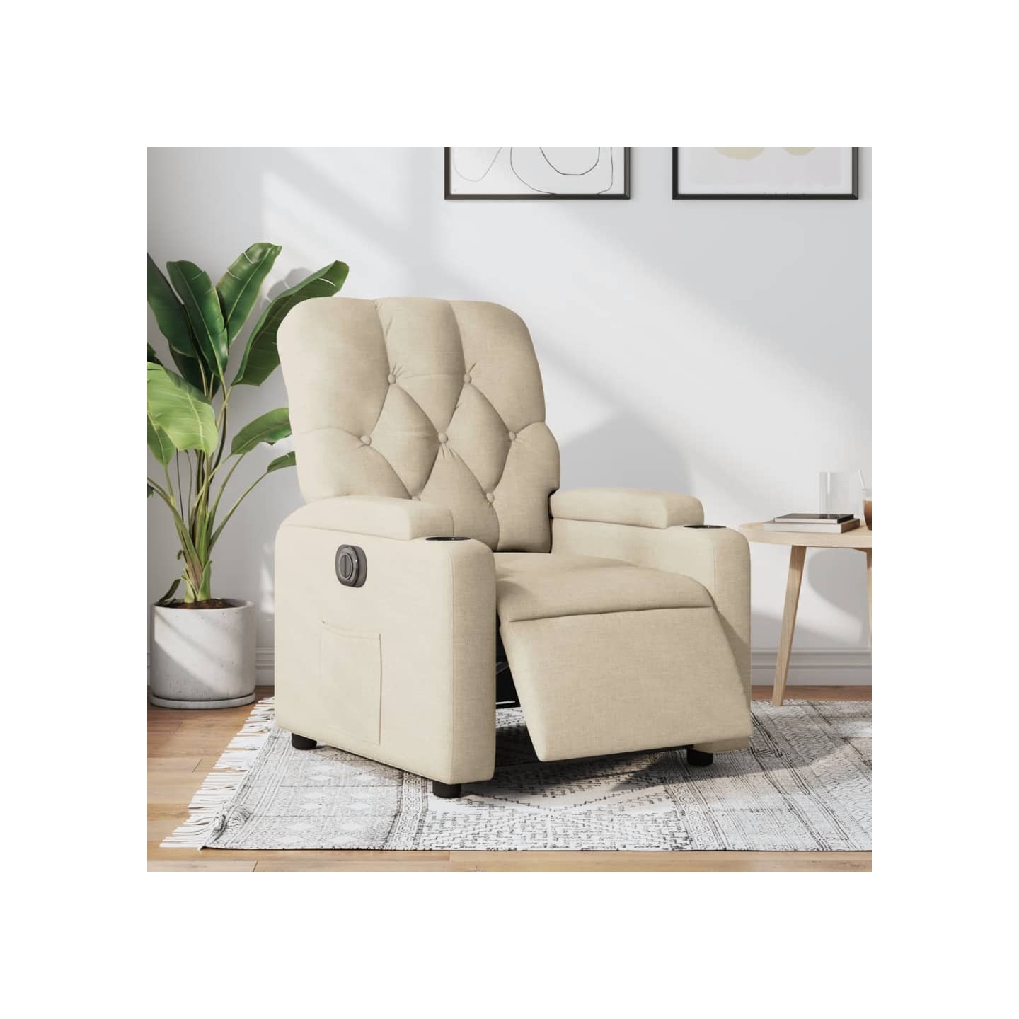 Fauteuil inclinable électrique Crème Tissu