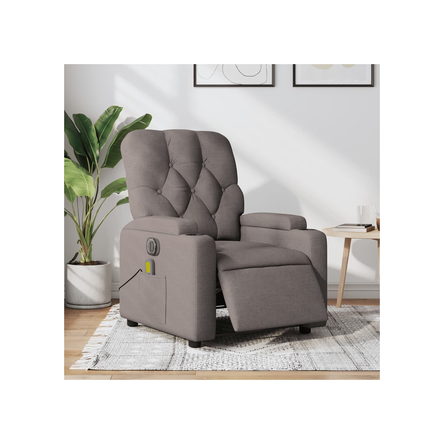 Fauteuil de massage inclinable électrique Taupe Tissu