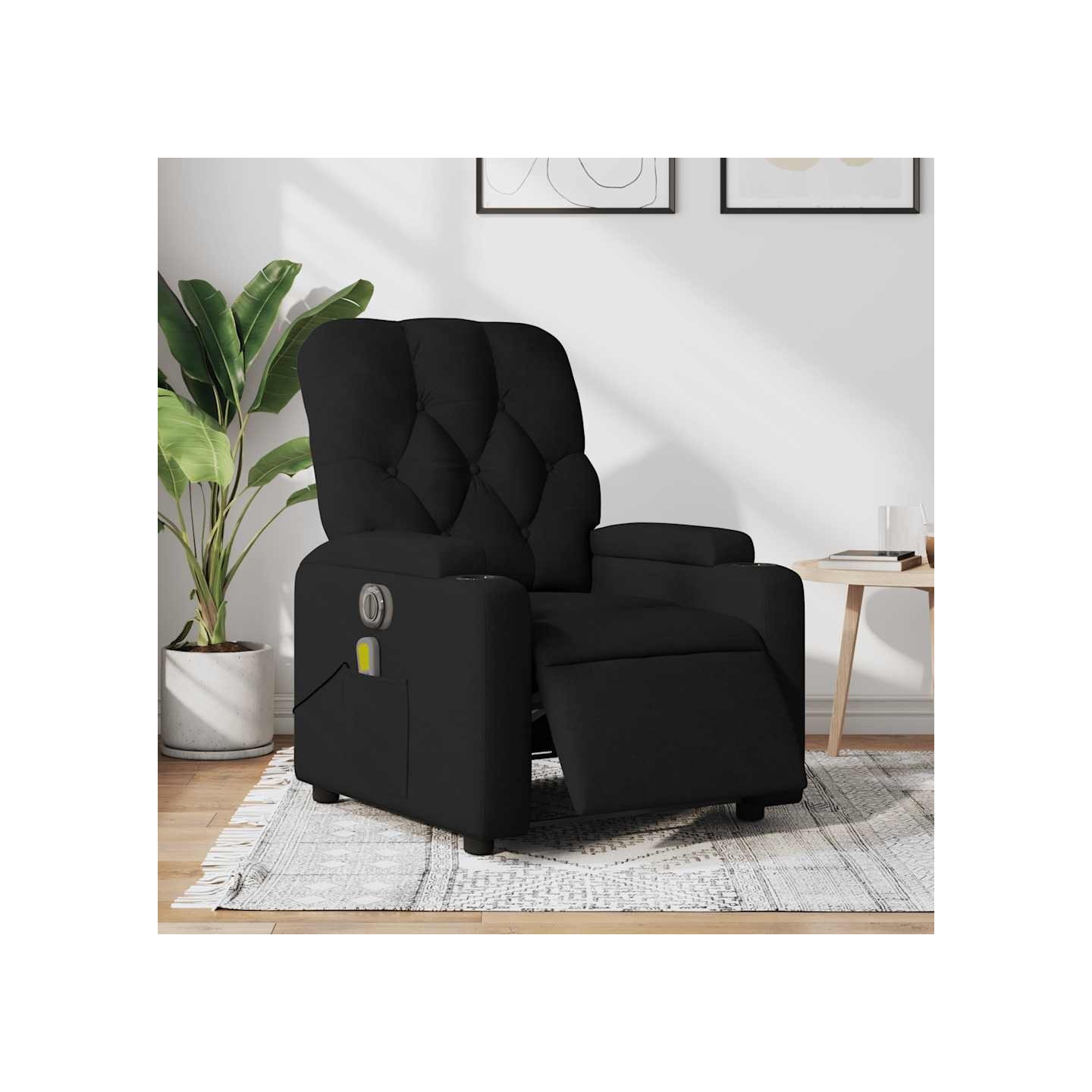 Fauteuil de massage inclinable électrique Noir Tissu