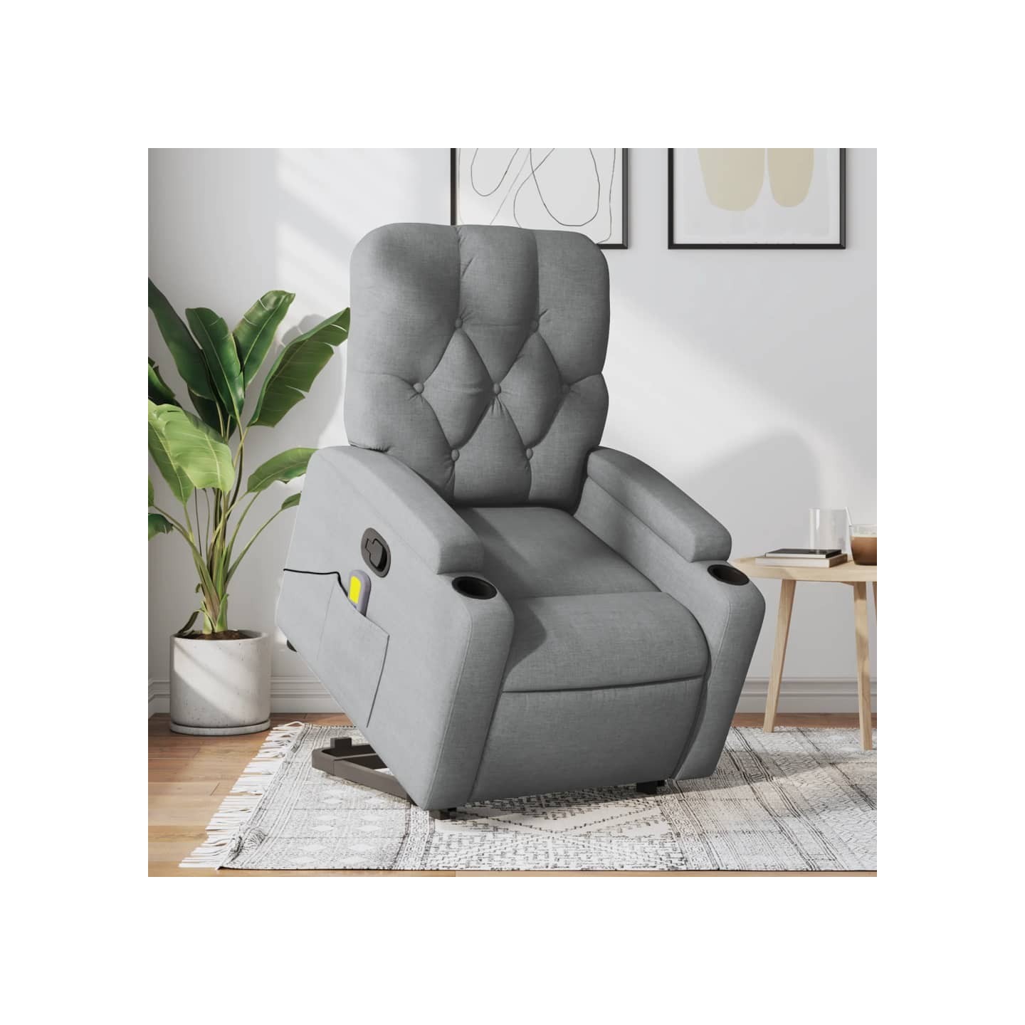 Fauteuil de massage inclinable Gris clair Tissu