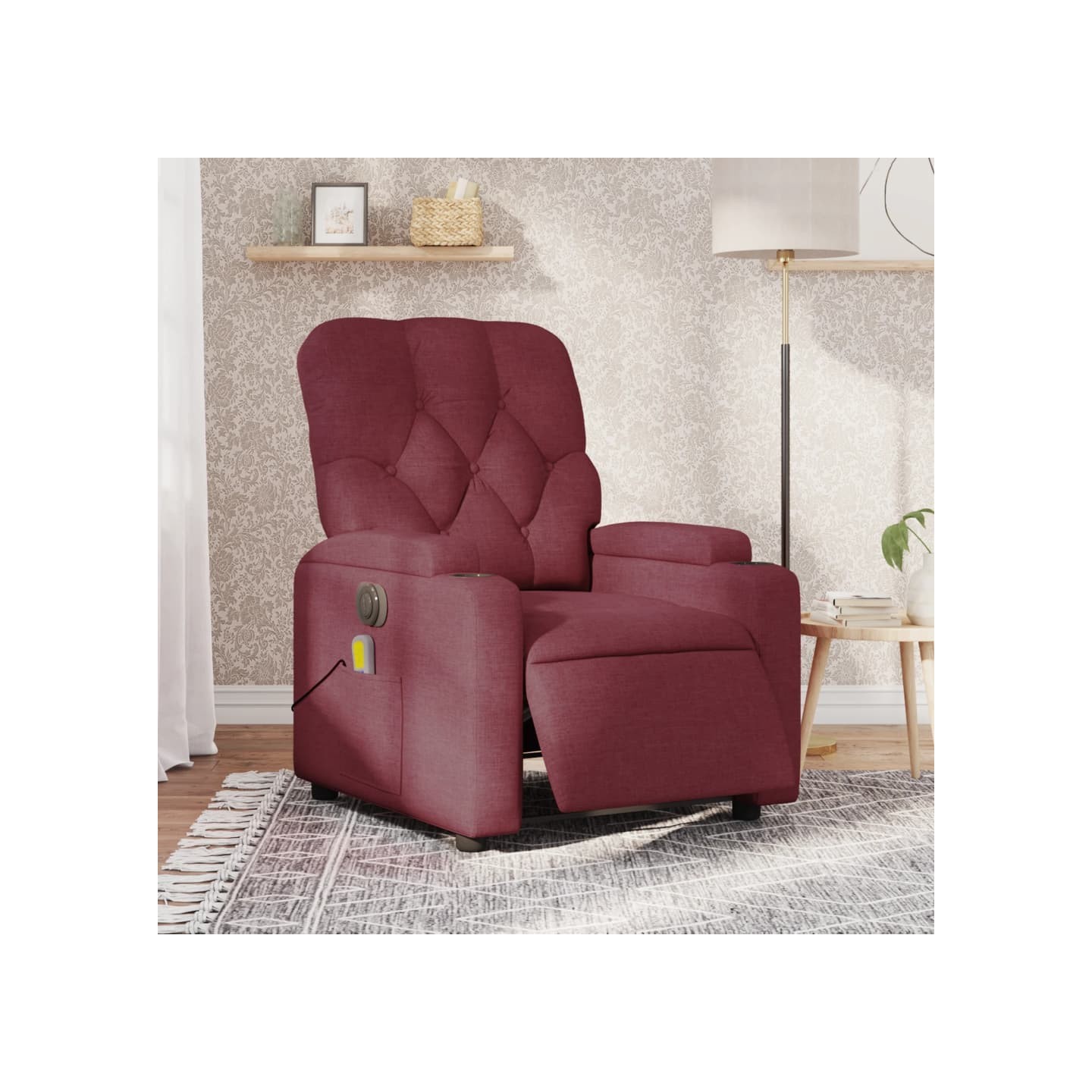 Fauteuil de massage inclinable électrique Rouge bordeaux Tissu