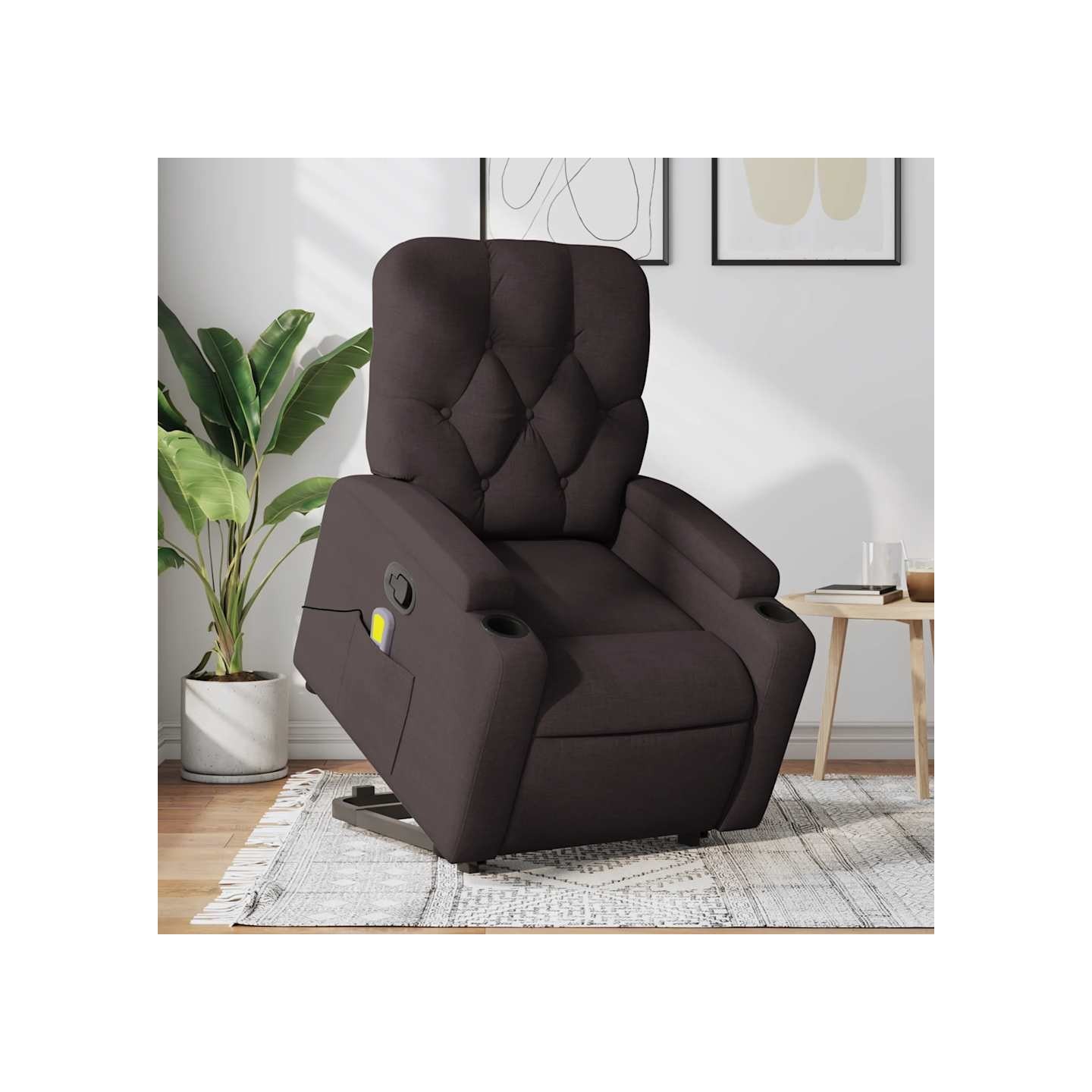 Fauteuil inclinable de massage Marron foncé Tissu