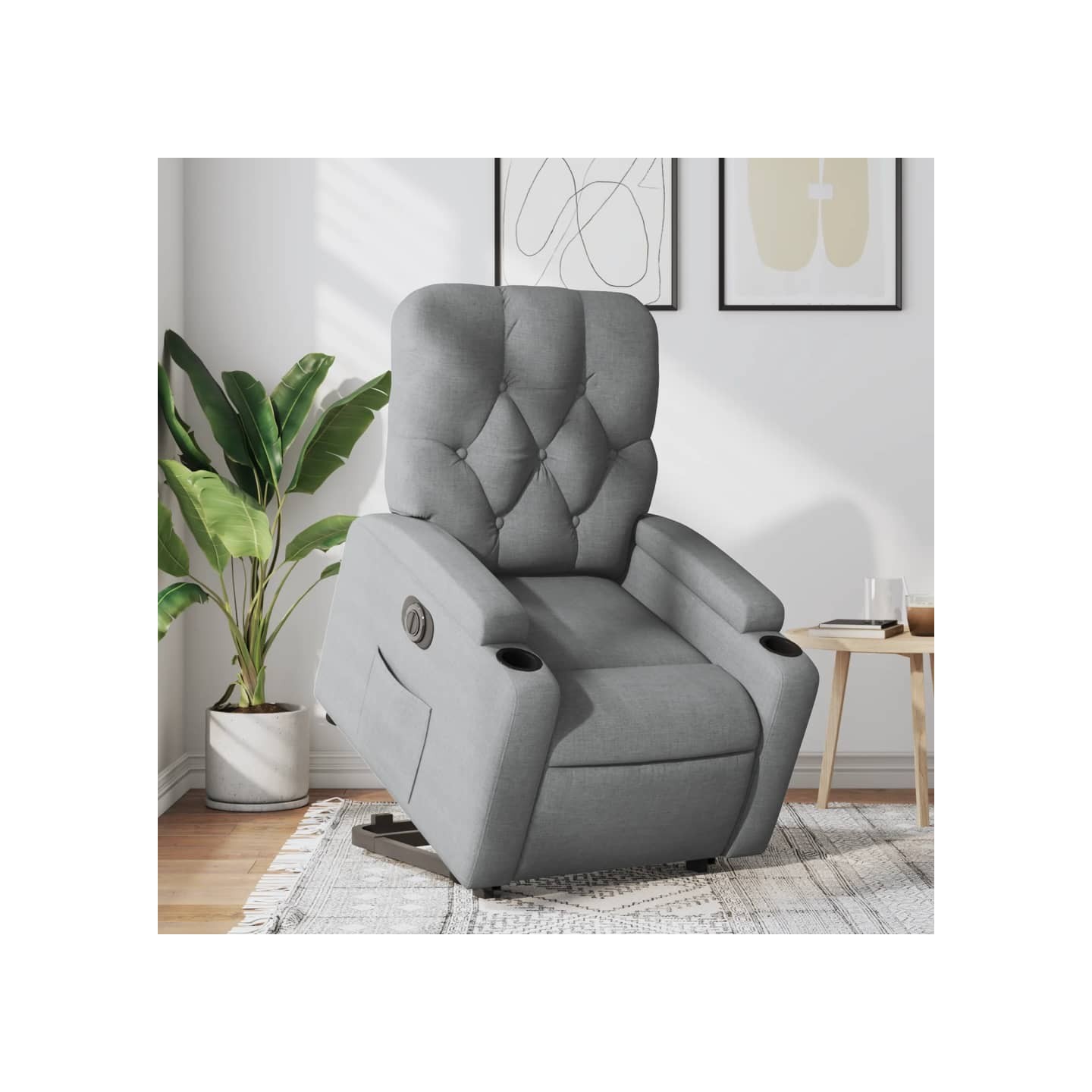 Fauteuil inclinable électrique gris clair tissu