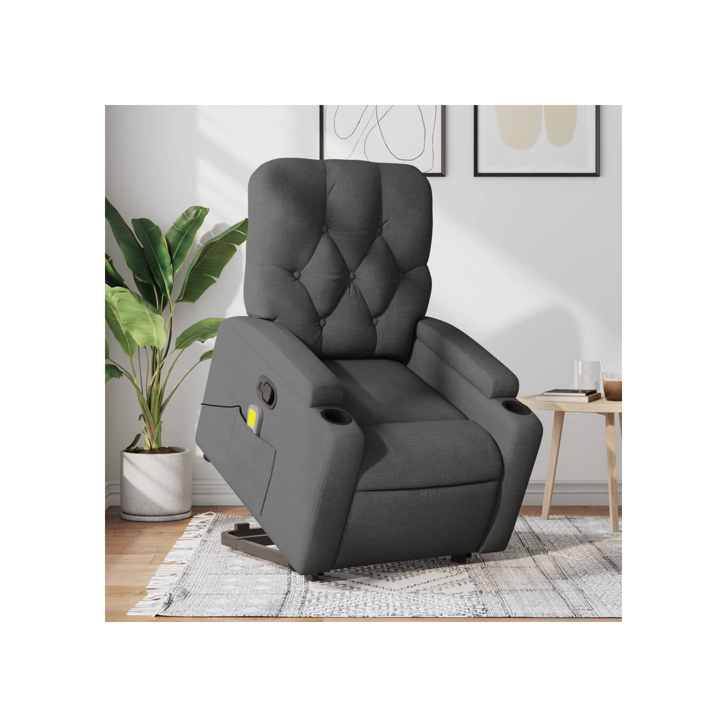 Fauteuil de massage inclinable Gris foncé Tissu