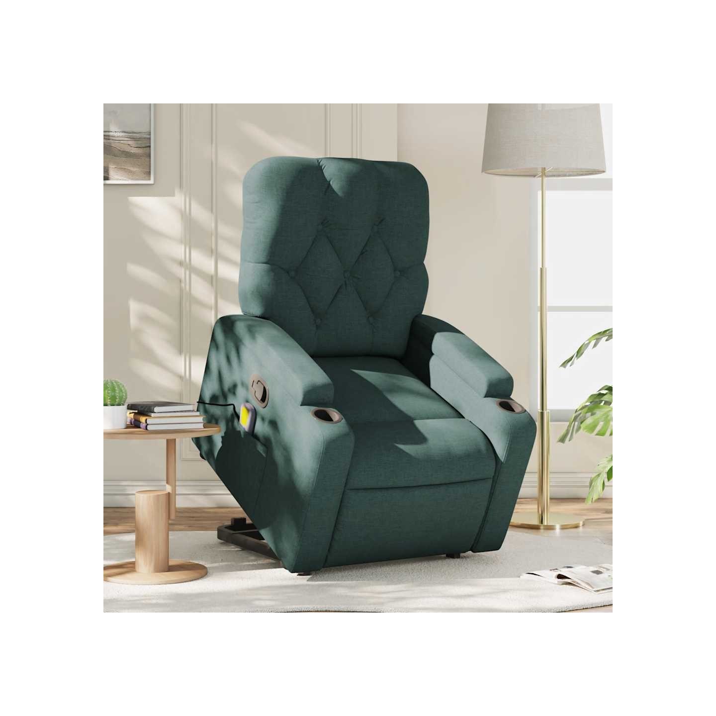 Fauteuil inclinable de massage Vert foncé Tissu