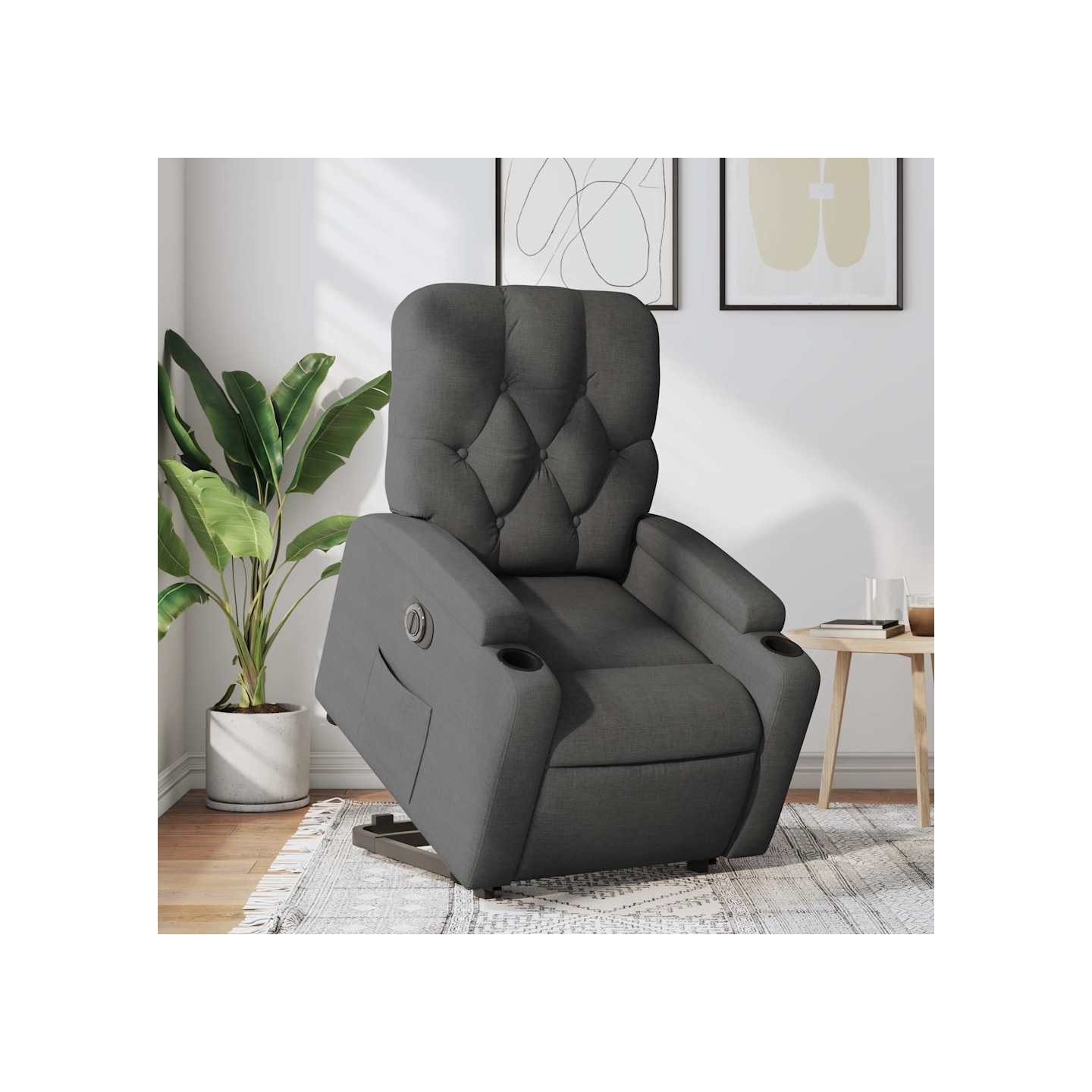 Fauteuil inclinable électrique gris foncé tissu
