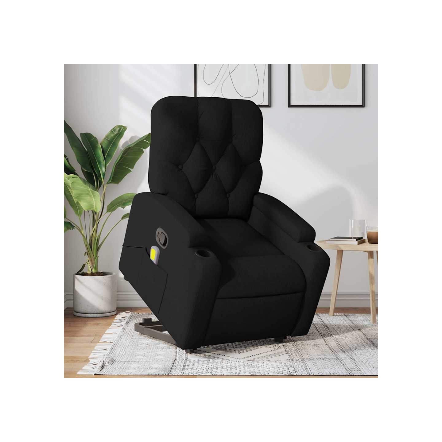 Fauteuil de massage inclinable Noir Tissu
