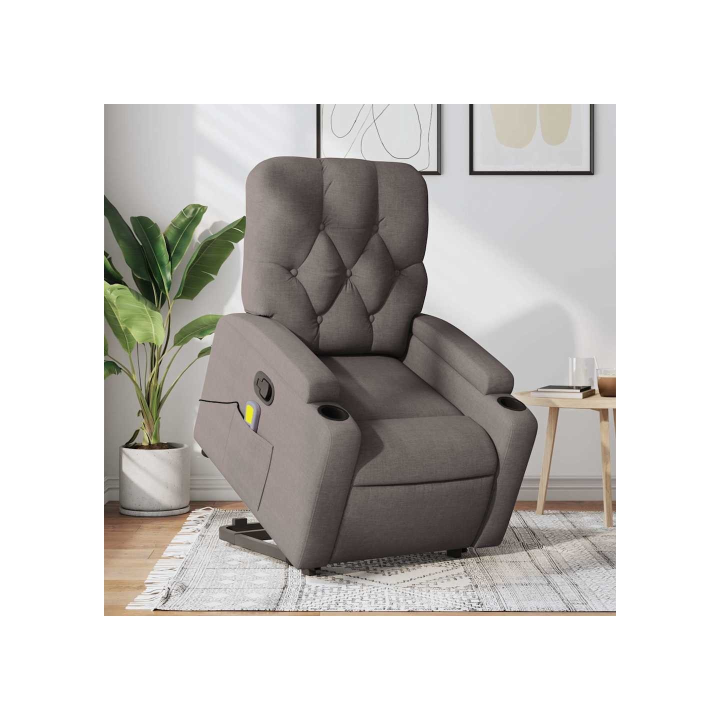Fauteuil inclinable de massage Taupe Tissu