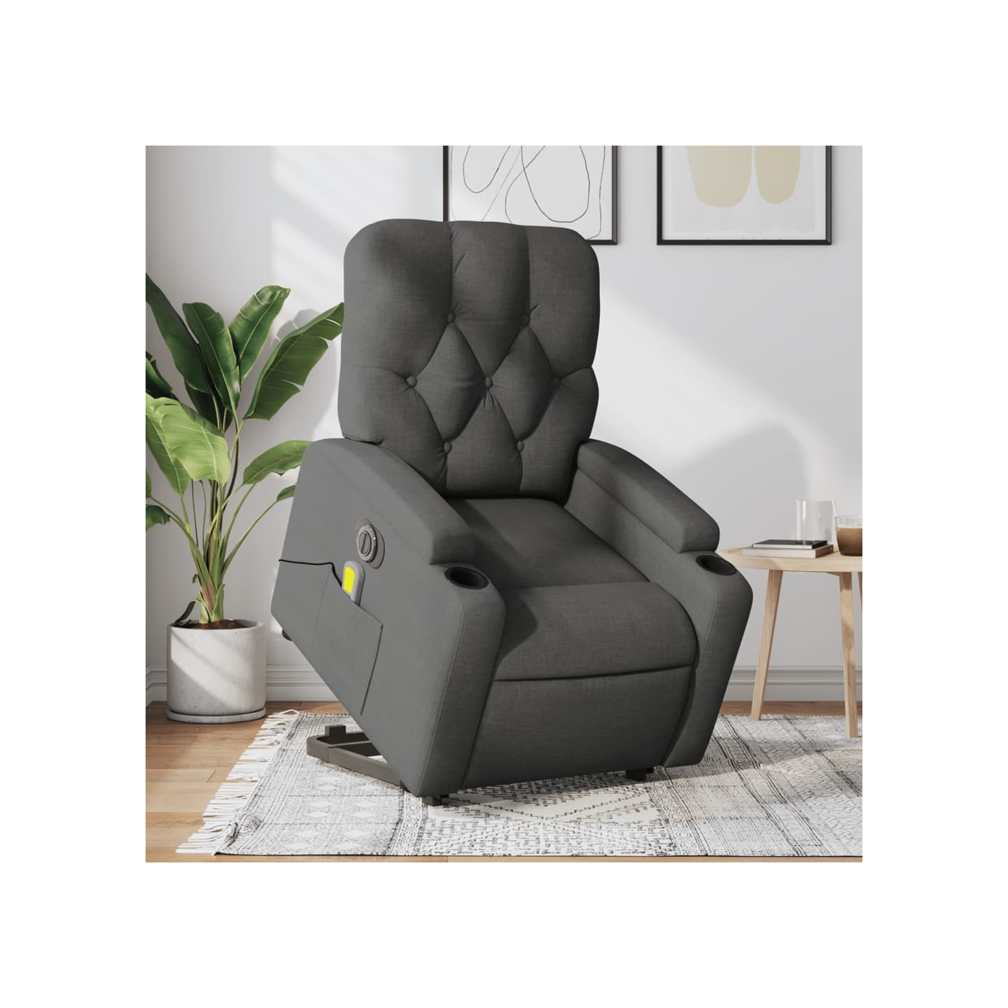 Fauteuil inclinable de massage électrique Gris foncé Tissu