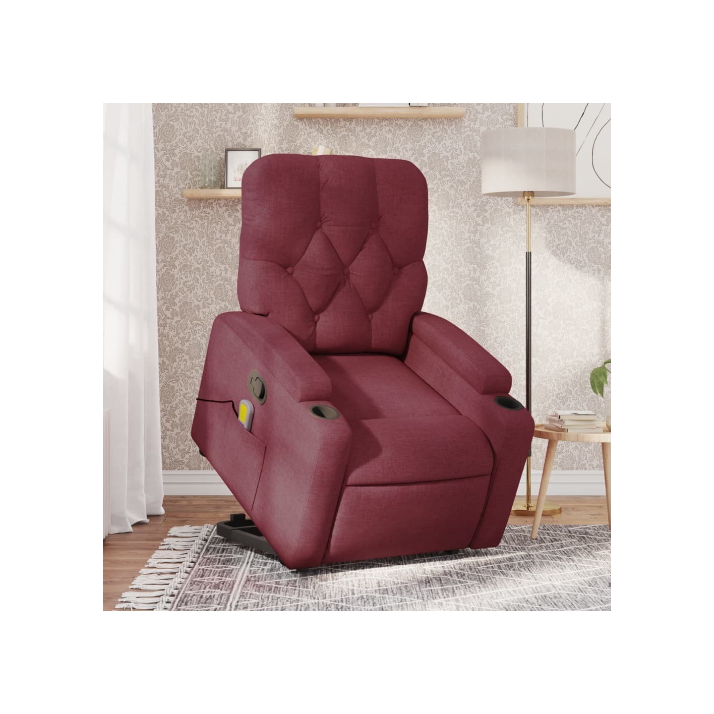 Fauteuil inclinable de massage Rouge bordeaux Tissu