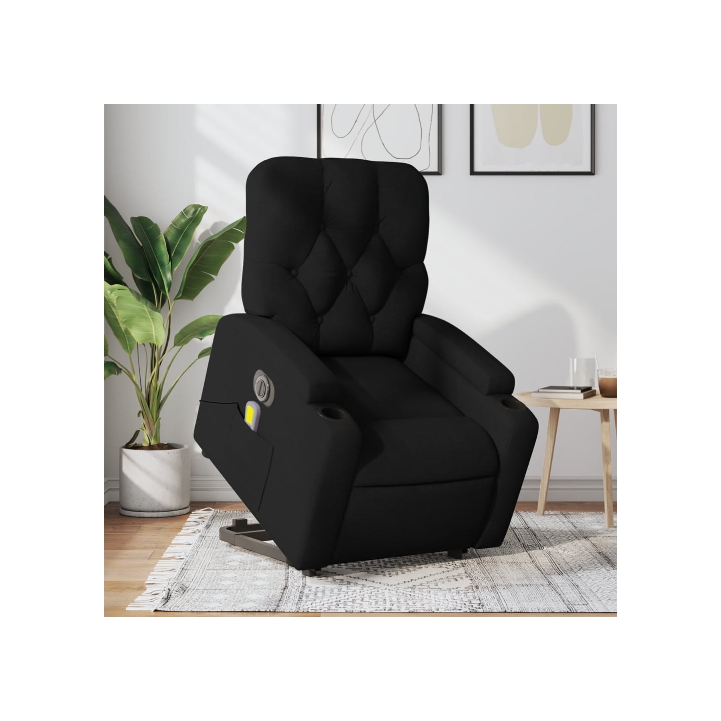 Fauteuil inclinable de massage électrique Noir Tissu