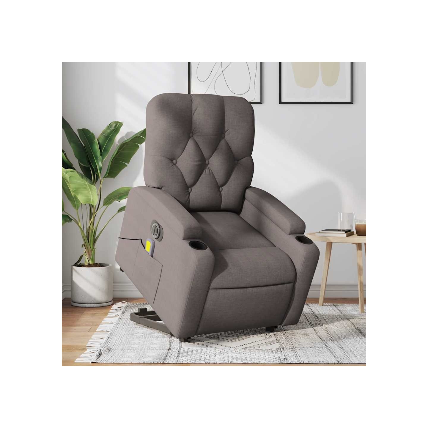 Fauteuil inclinable de massage électrique Taupe Tissu