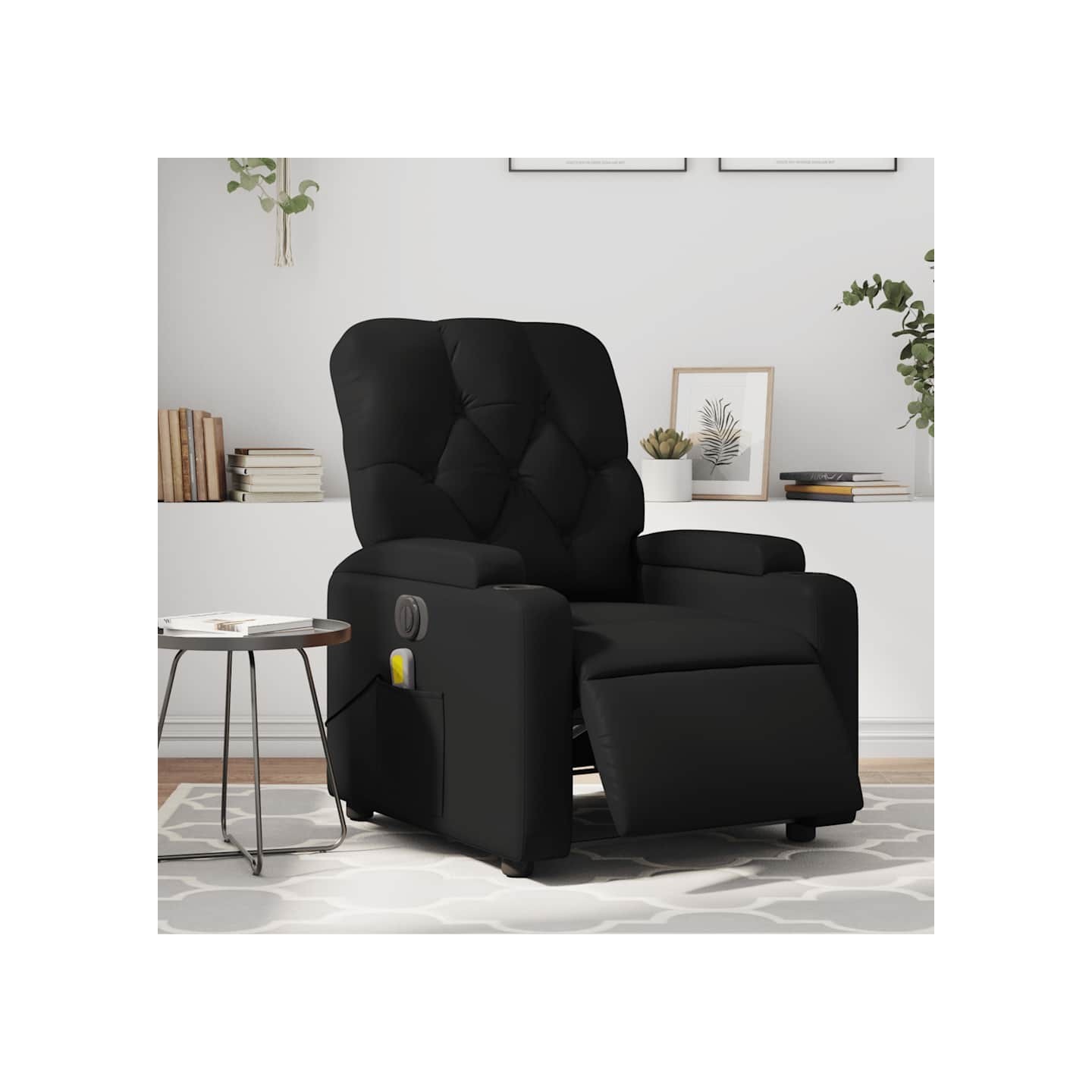 Fauteuil de massage inclinable électrique noir similicuir