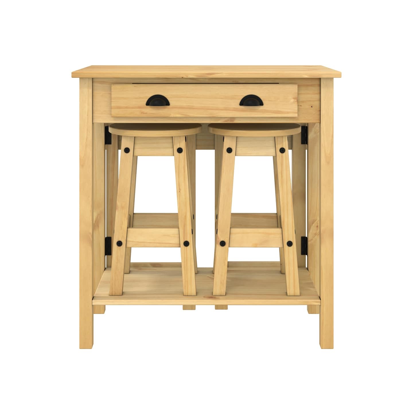 Ensemble de bar 3 pcs bois de pin massif