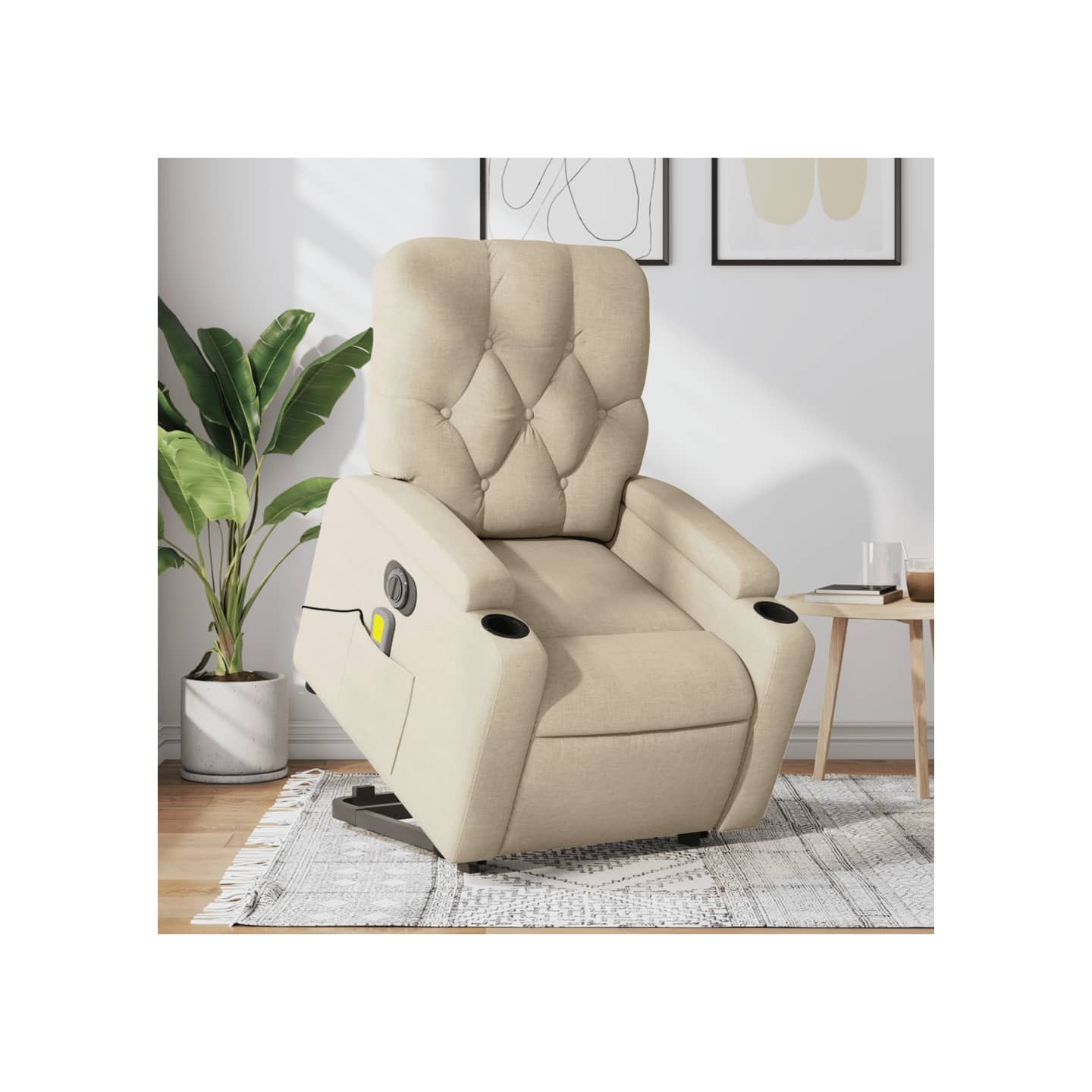 Fauteuil inclinable de massage électrique Crème Tissu