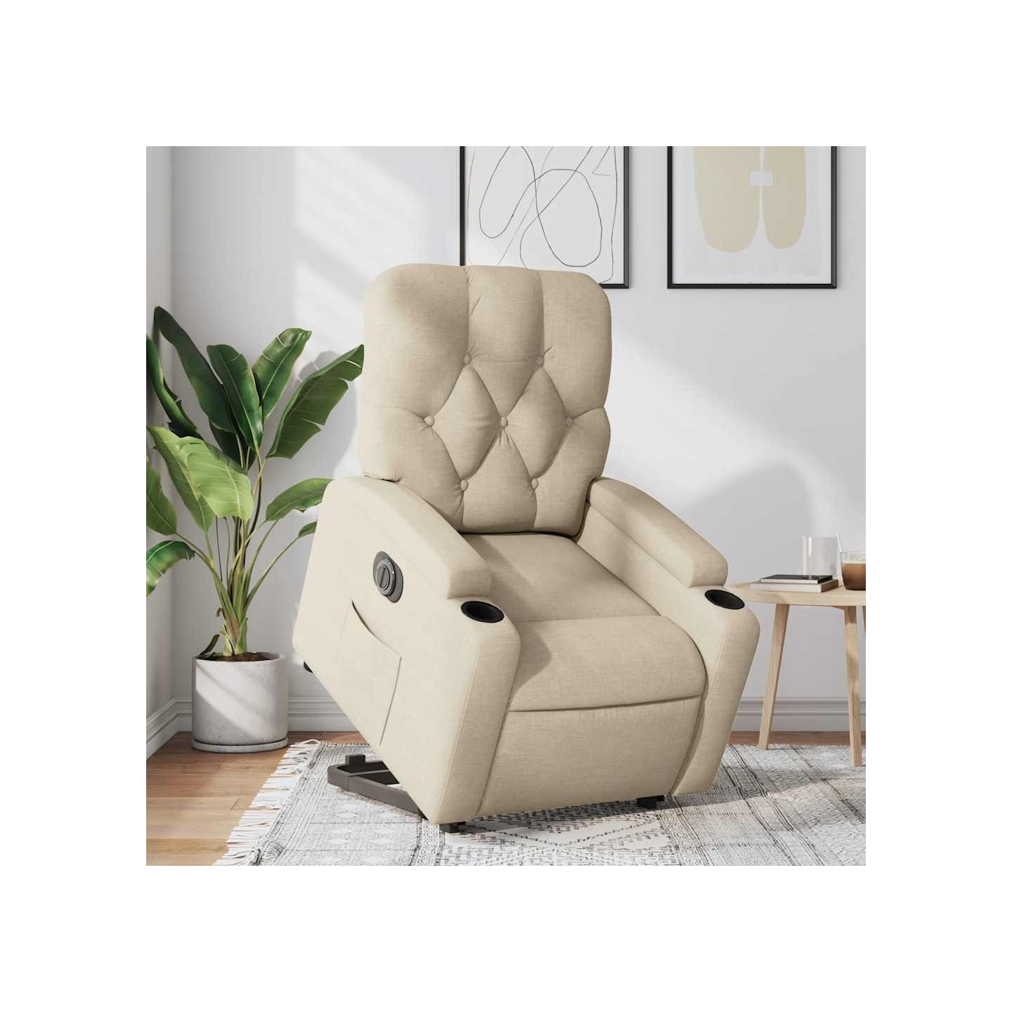 Fauteuil inclinable électrique crème tissu