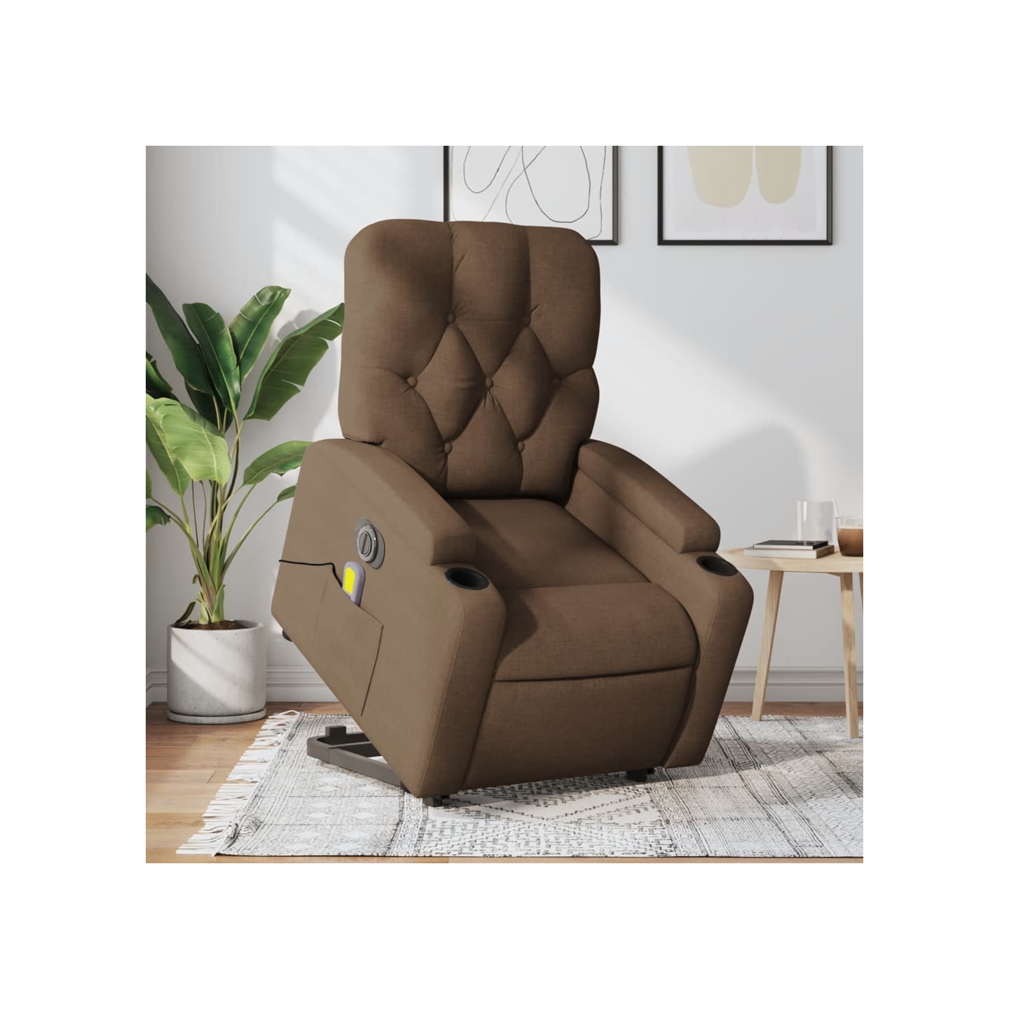 Fauteuil inclinable de massage électrique Marron Tissu
