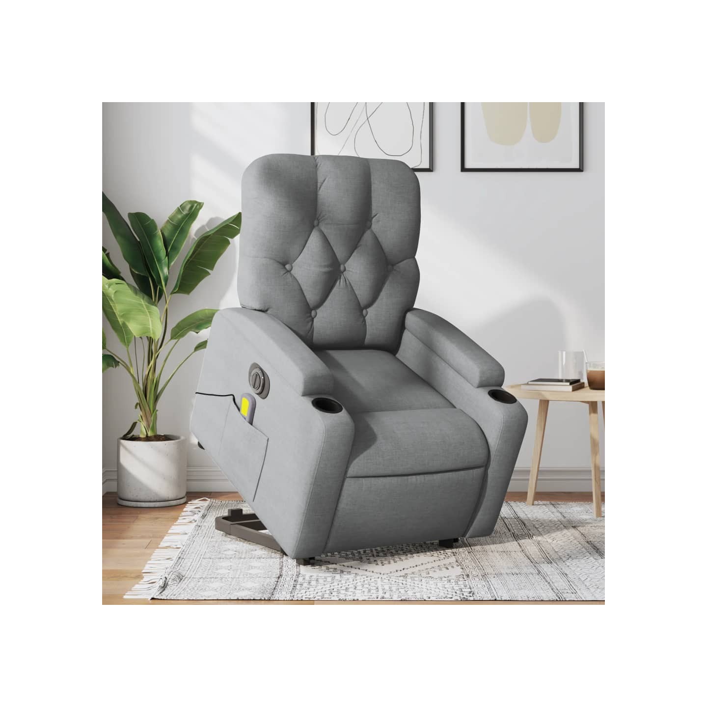 Fauteuil inclinable de massage électrique Gris clair Tissu