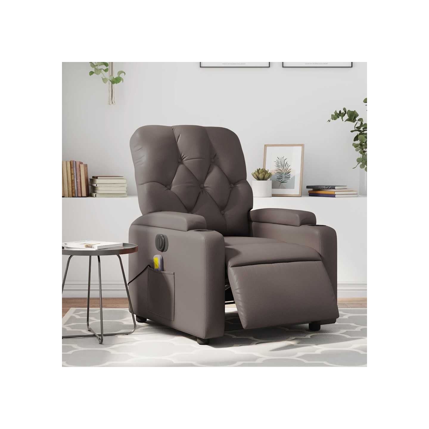 Fauteuil de massage inclinable électrique marron similicuir
