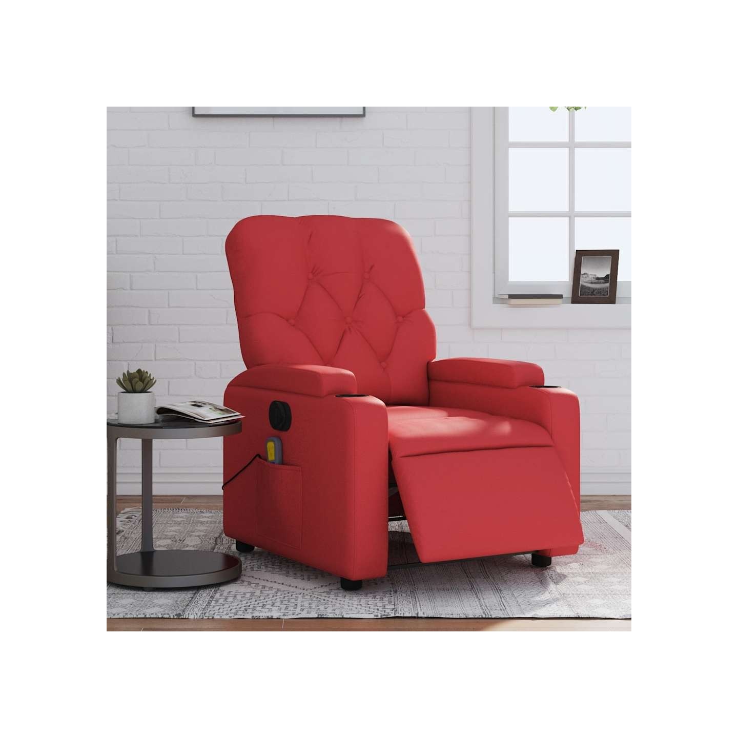 Fauteuil de massage inclinable électrique rouge similicuir