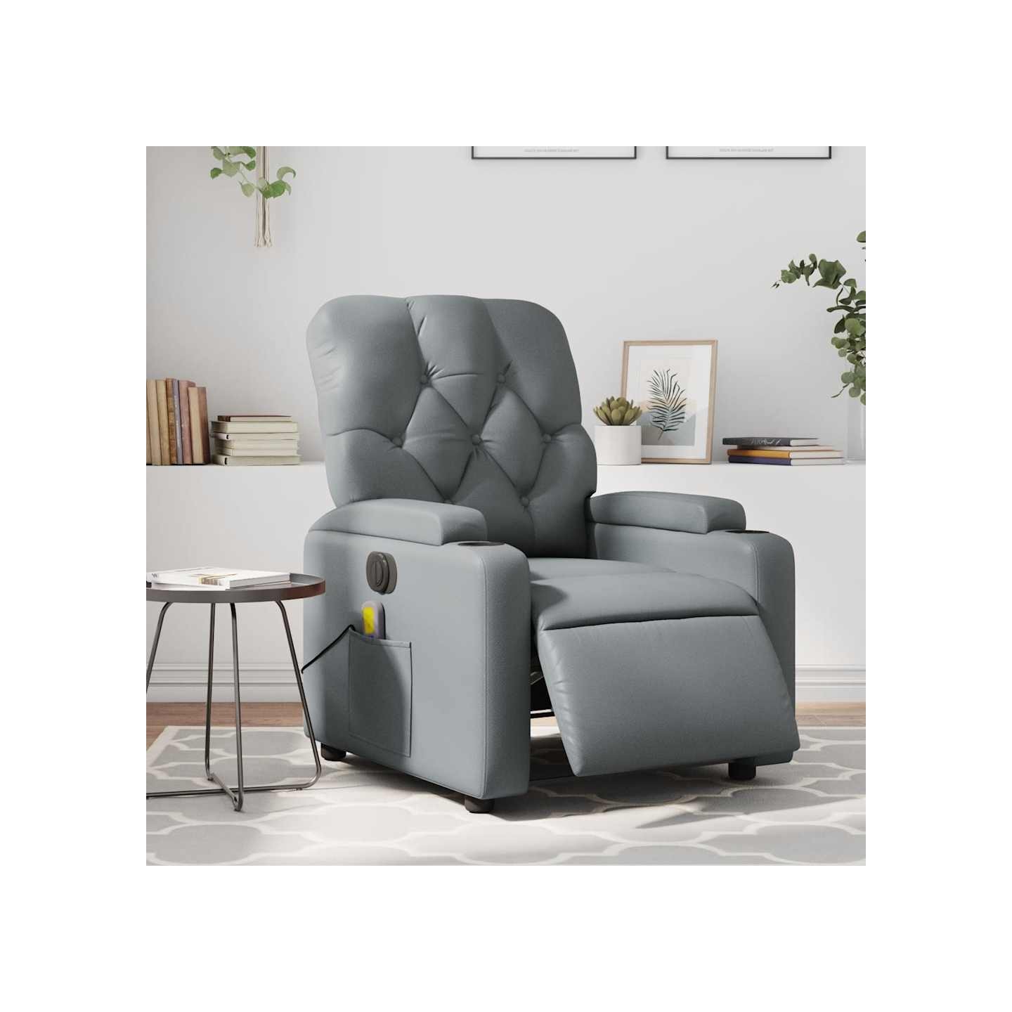 Fauteuil de massage inclinable électrique gris similicuir