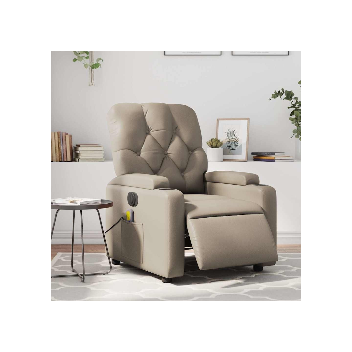 Fauteuil de massage inclinable électrique cappuccino similicuir