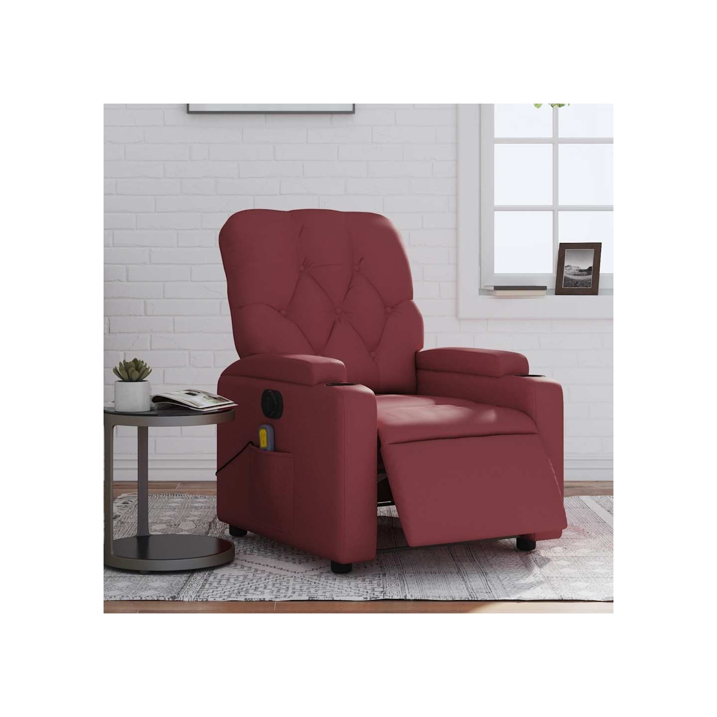 Fauteuil de massage inclinable électrique rouge bordeaux
