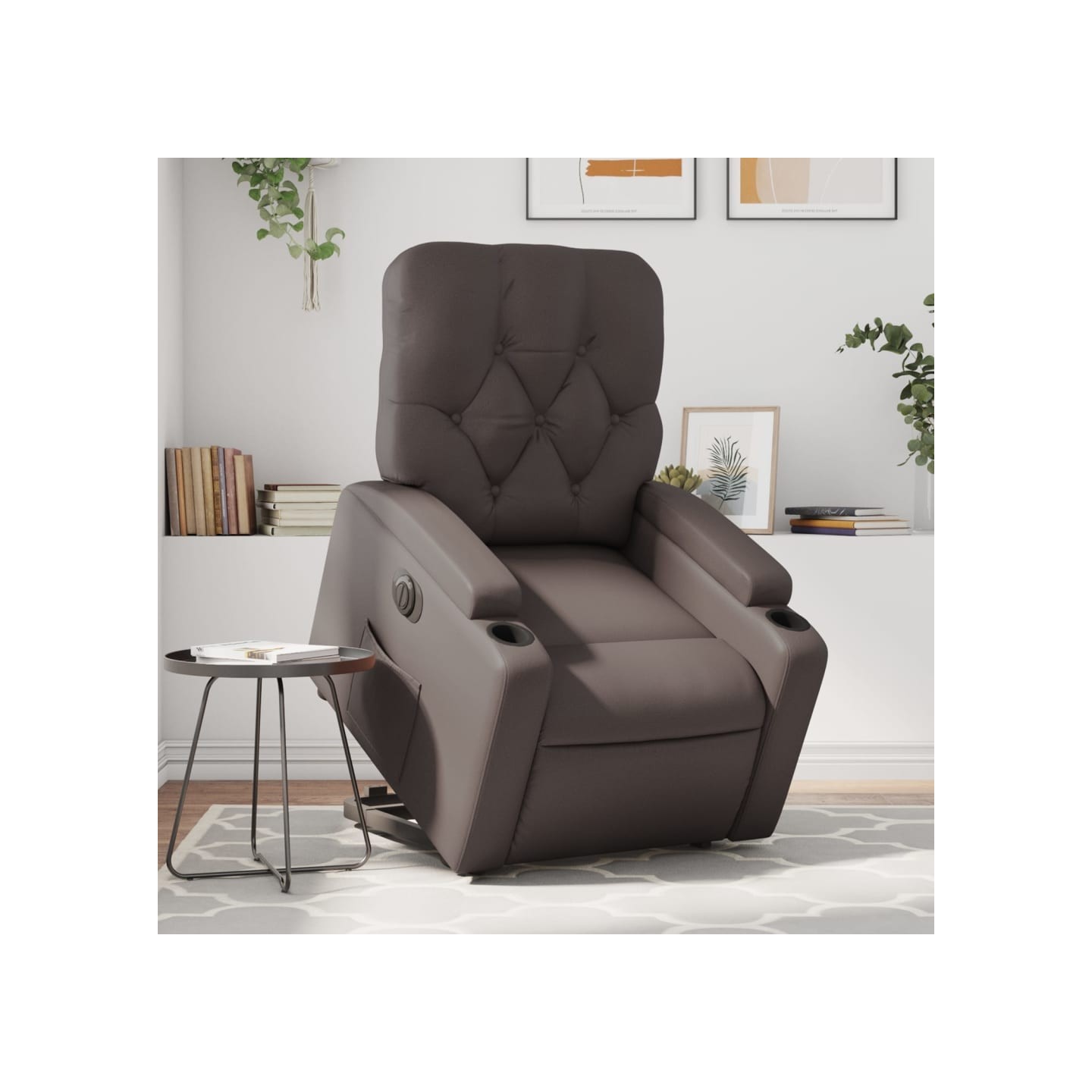 Fauteuil inclinable électrique marron similicuir