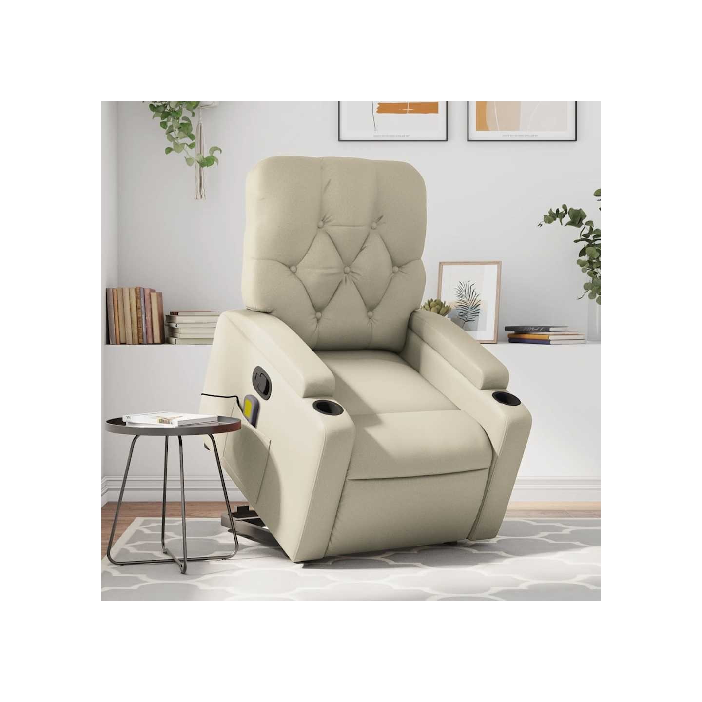 Fauteuil inclinable de massage Crème Similicuir