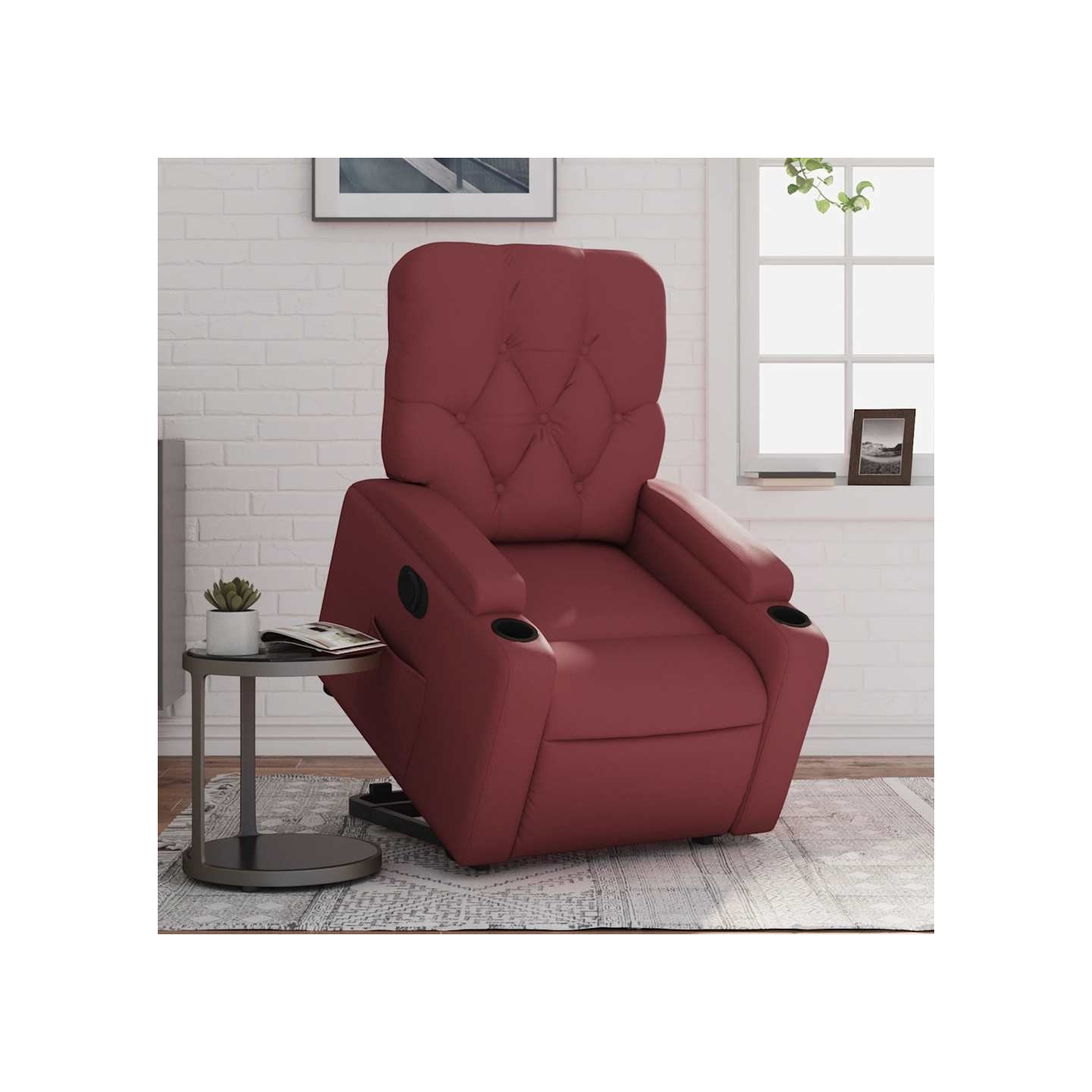 Fauteuil inclinable électrique rouge bordeaux similicuir