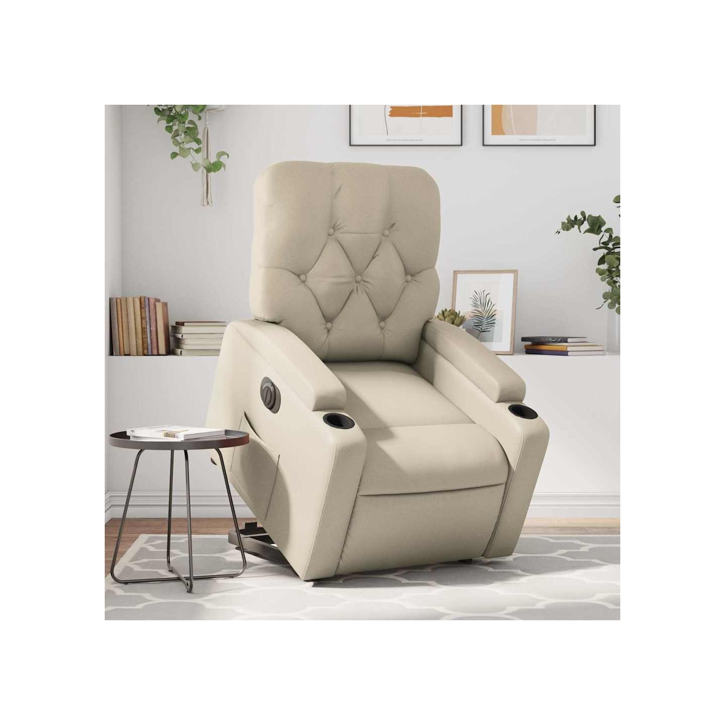 Fauteuil inclinable électrique crème similicuir