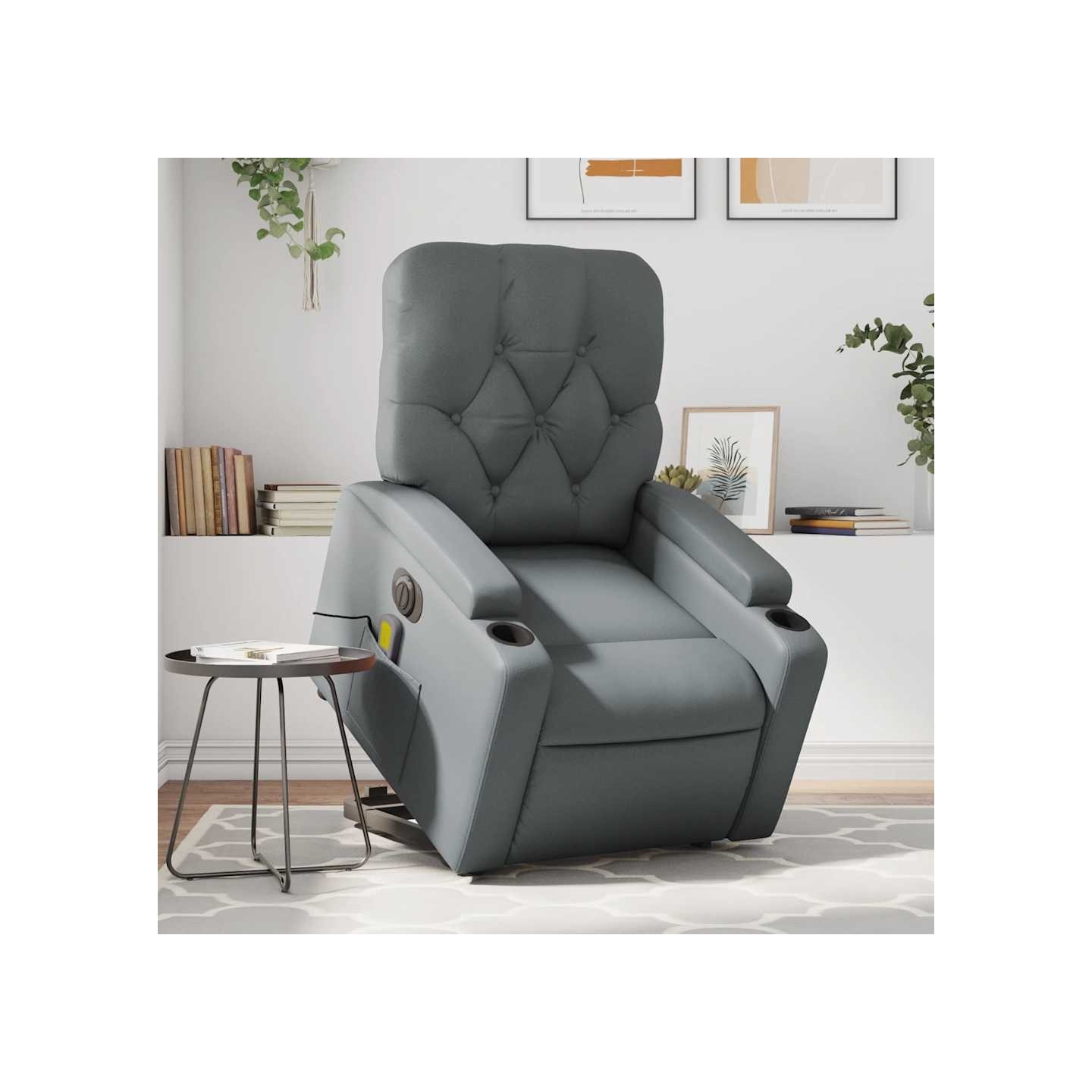 Fauteuil inclinable de massage électrique gris similicuir