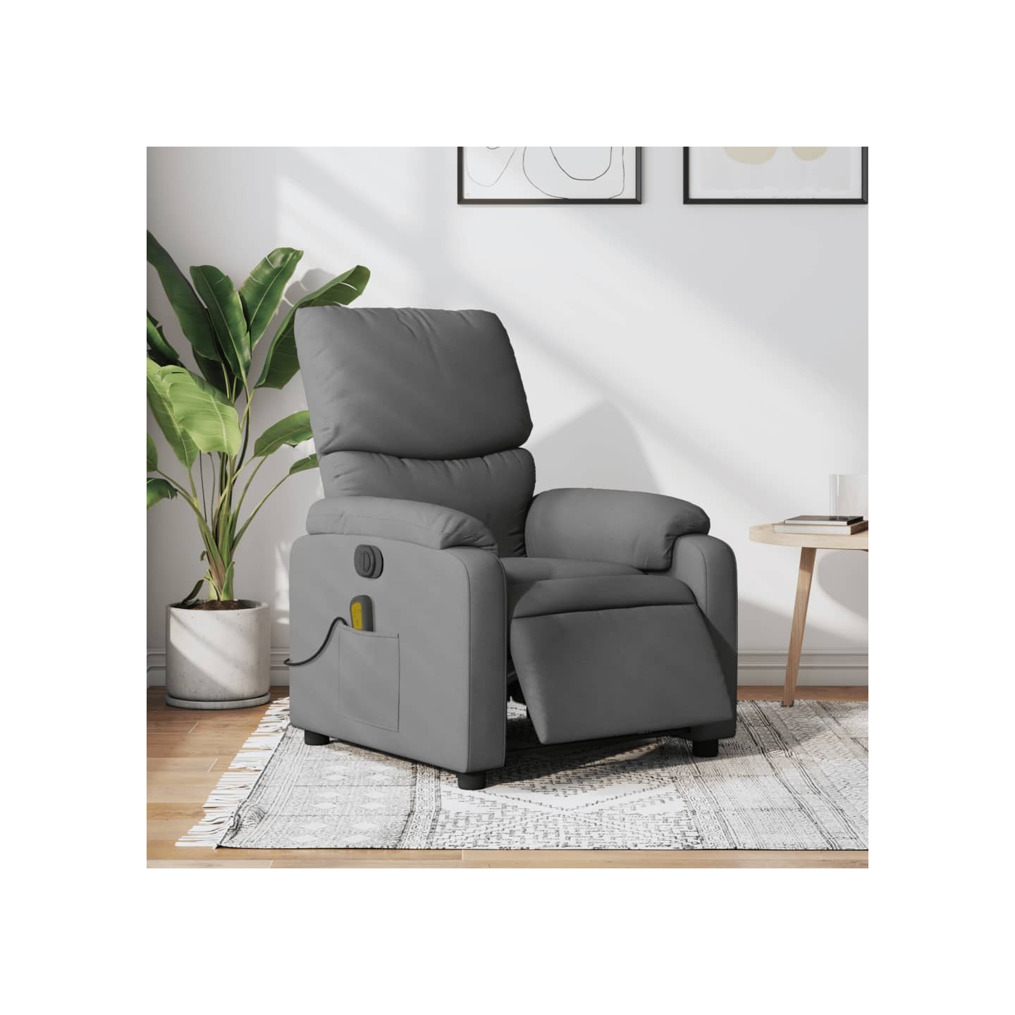 Fauteuil inclinable de massage électrique gris foncé tissu