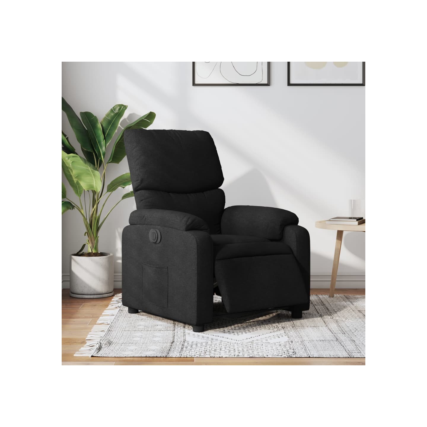Fauteuil inclinable électrique Noir Tissu