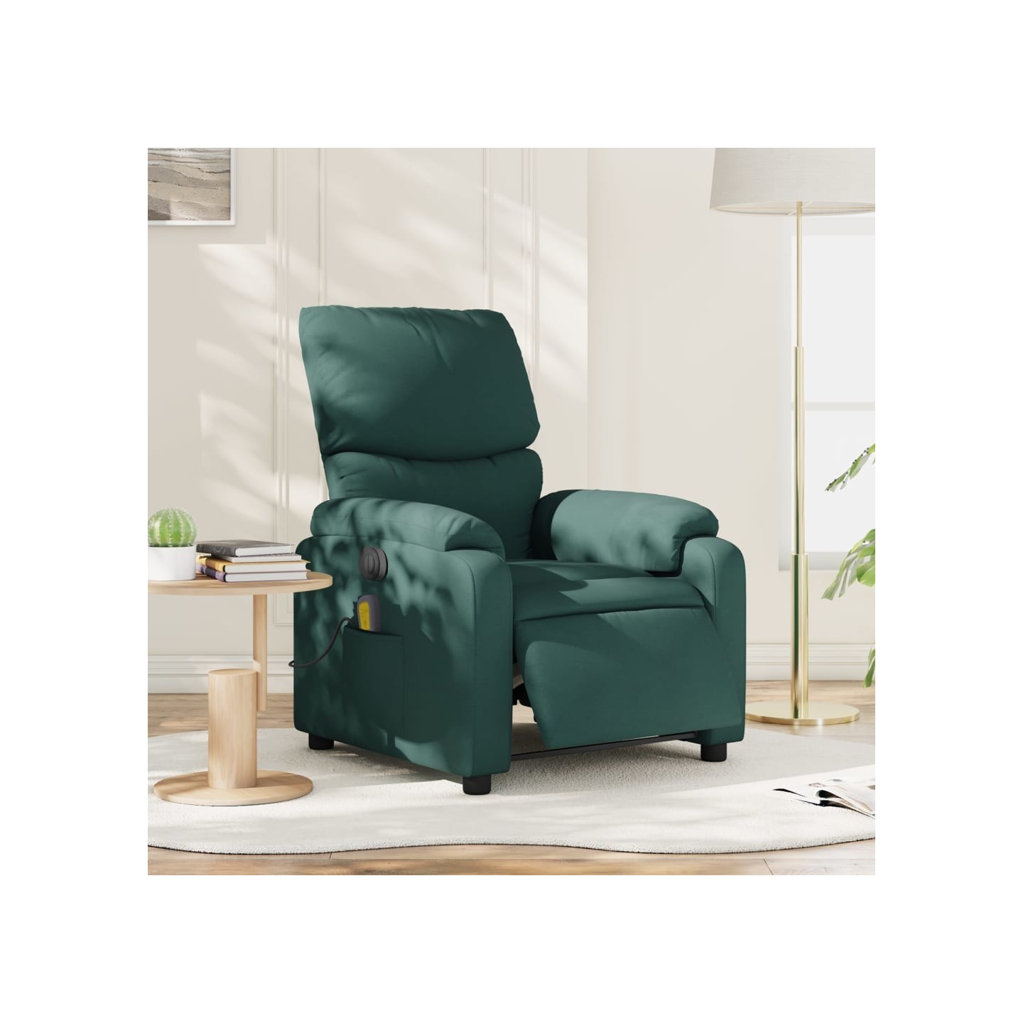 Fauteuil de massage inclinable électrique Vert foncé Tissu