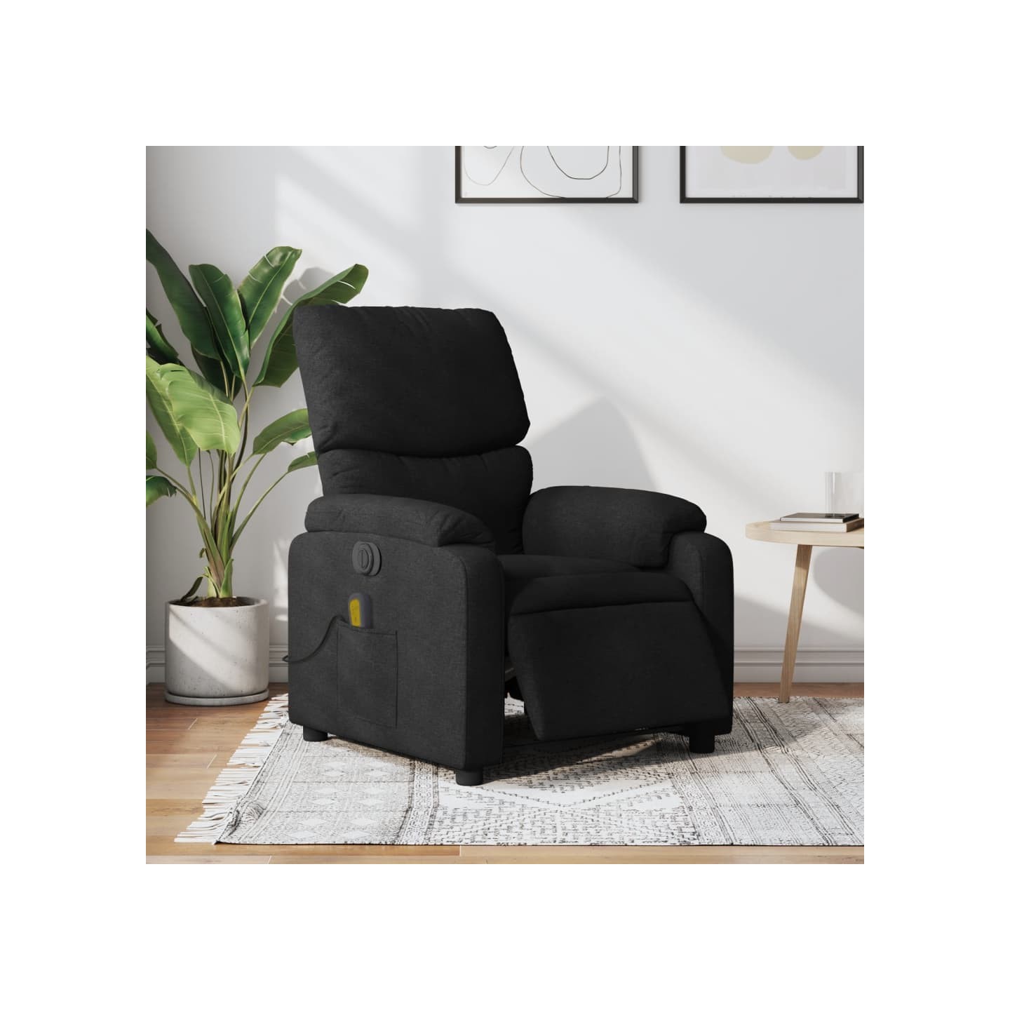 Fauteuil de massage inclinable électrique Noir Tissu