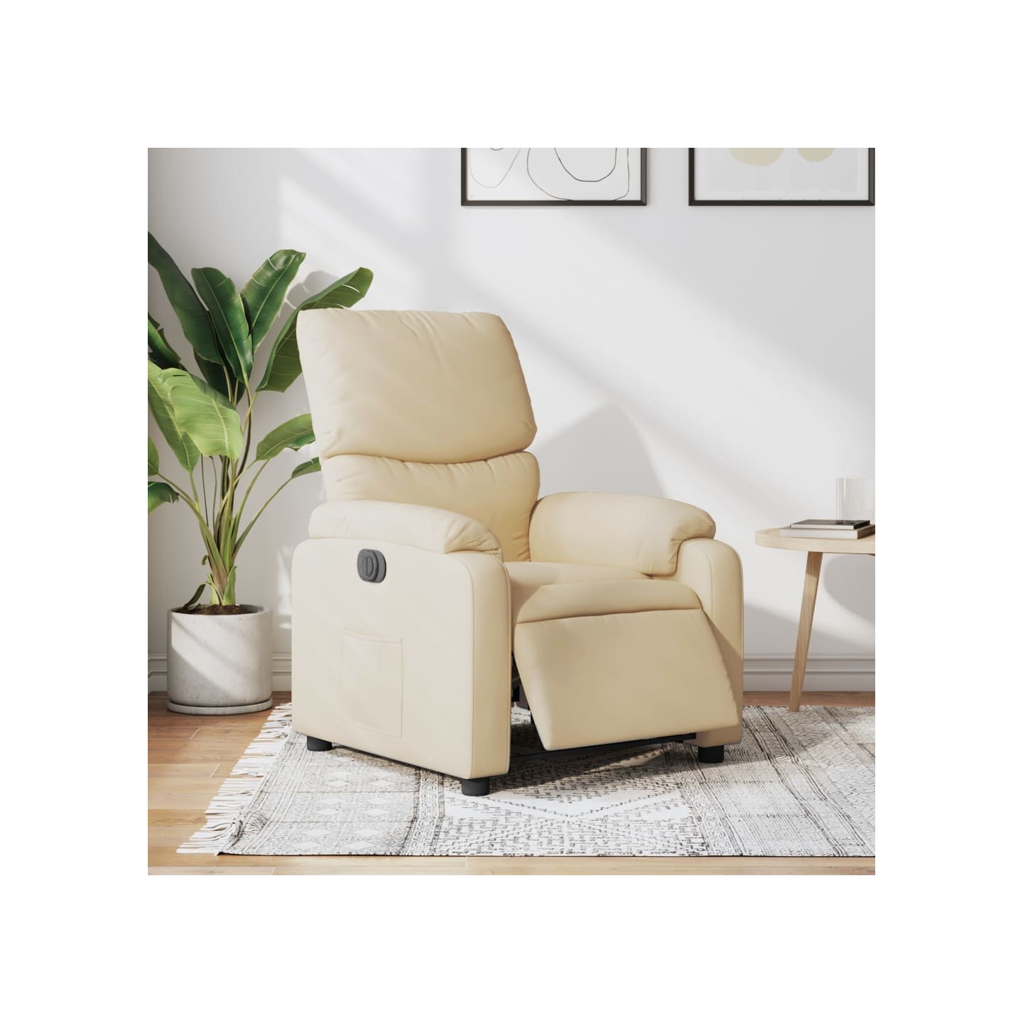 Fauteuil inclinable électrique Crème Tissu