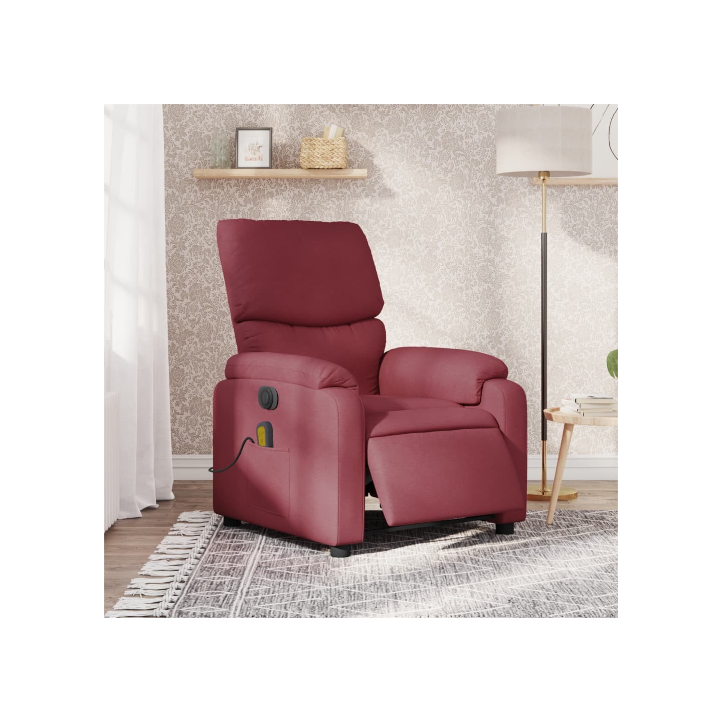 Fauteuil de massage inclinable électrique Rouge bordeaux Tissu